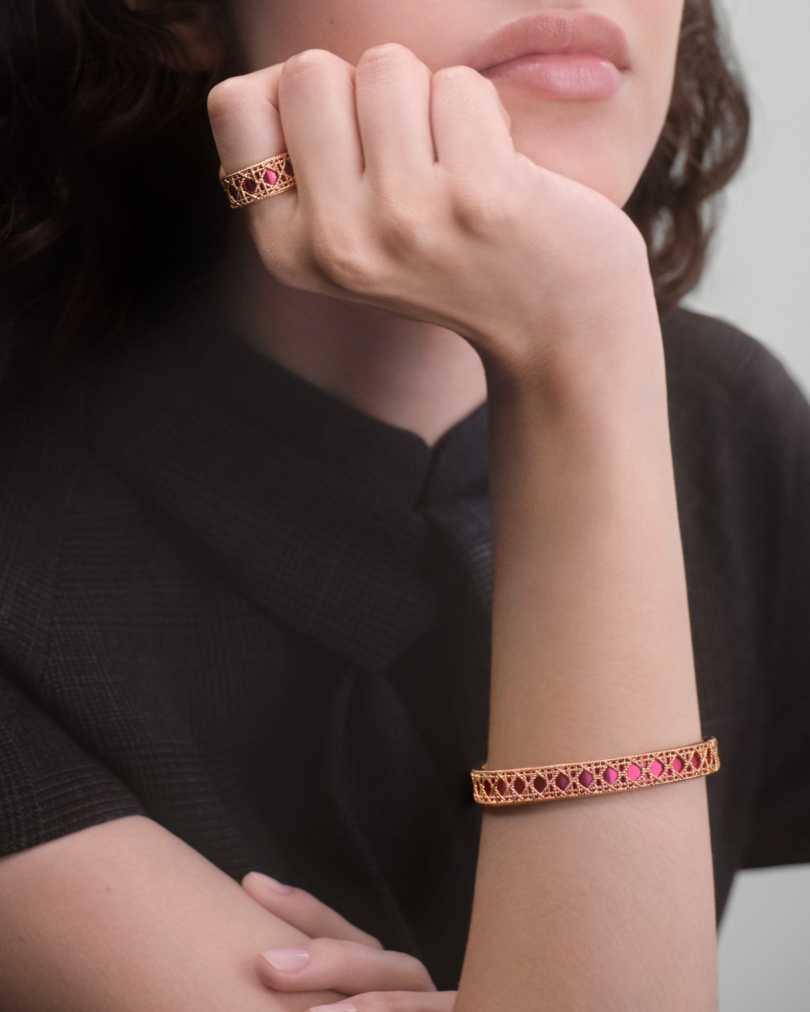 My Dior Bracelet Pink Gold, White Gold and Gradient Red Lacquer | DIOR