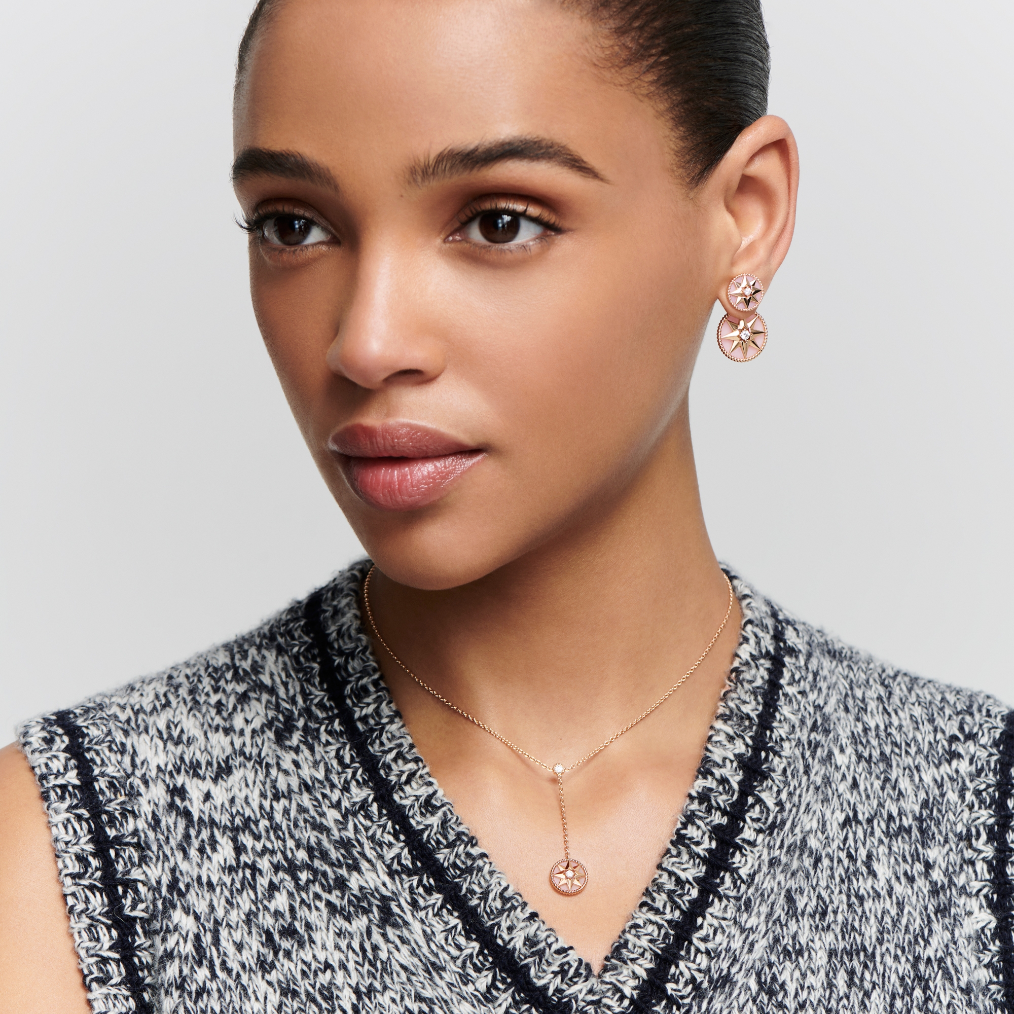 Look Rose des Vents Necklace Pink Gold, Diamonds and Pink Opal E01