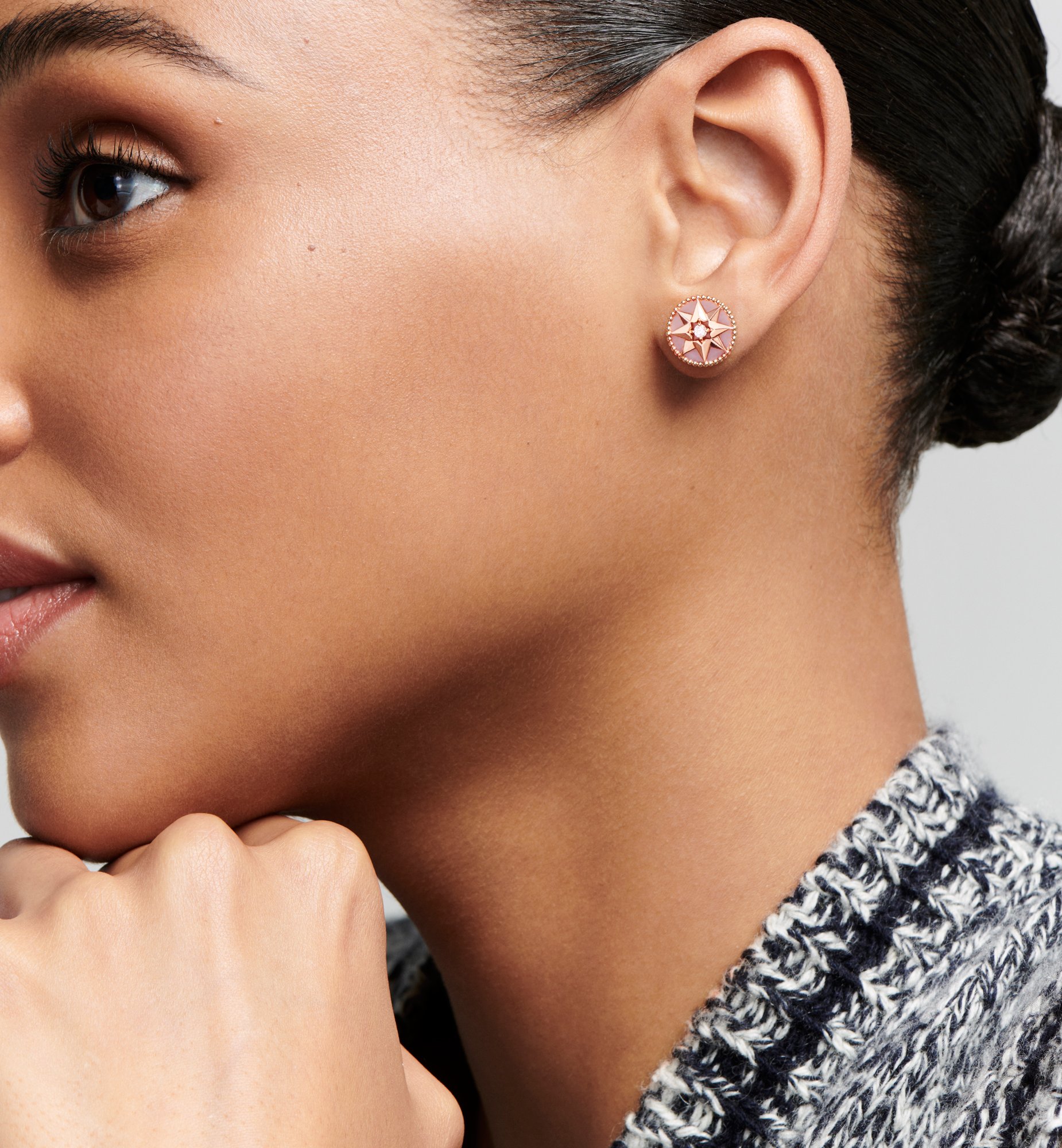 Rose des Vents Single Earring Pink Gold, Diamonds and Pink Rose des Vents Single Earring Pink Gold, Diamonds and Pink