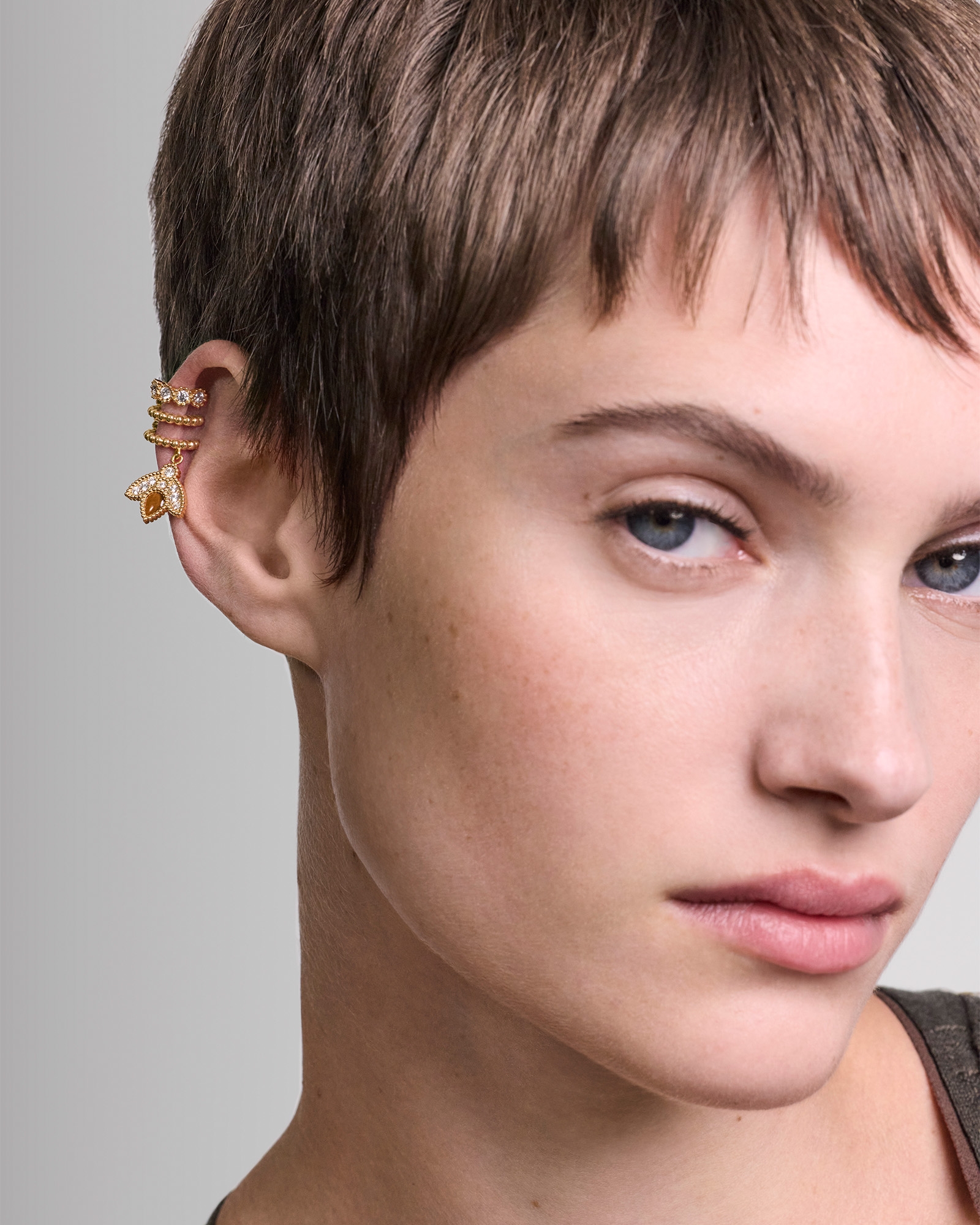 Look Charms Earrings Yellow, Pink and White Gold, Diamonds and Gemstones E01