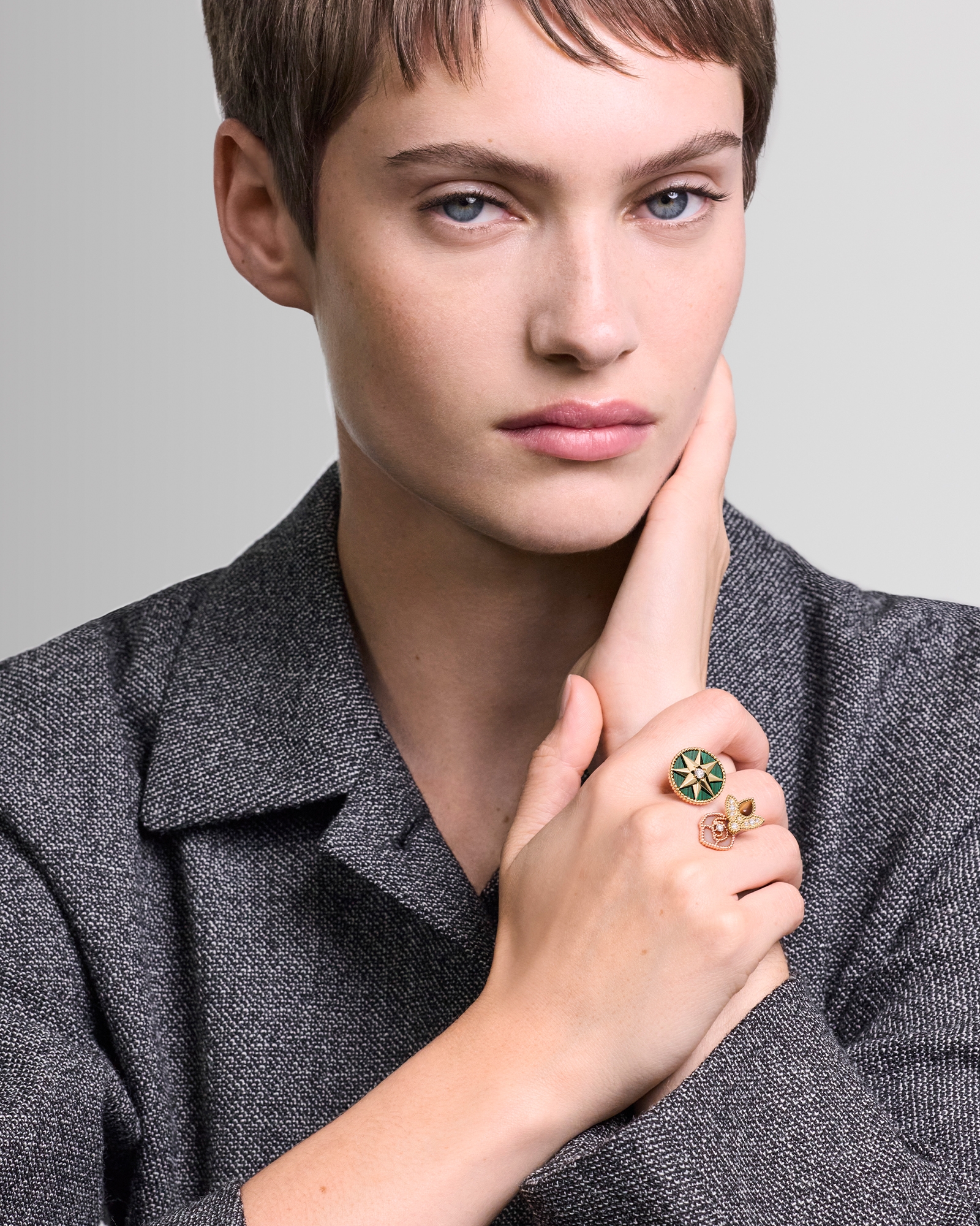 Look Transformable Charms Ring Yellow and Pink Gold, Diamonds and Ornamental Stones E02