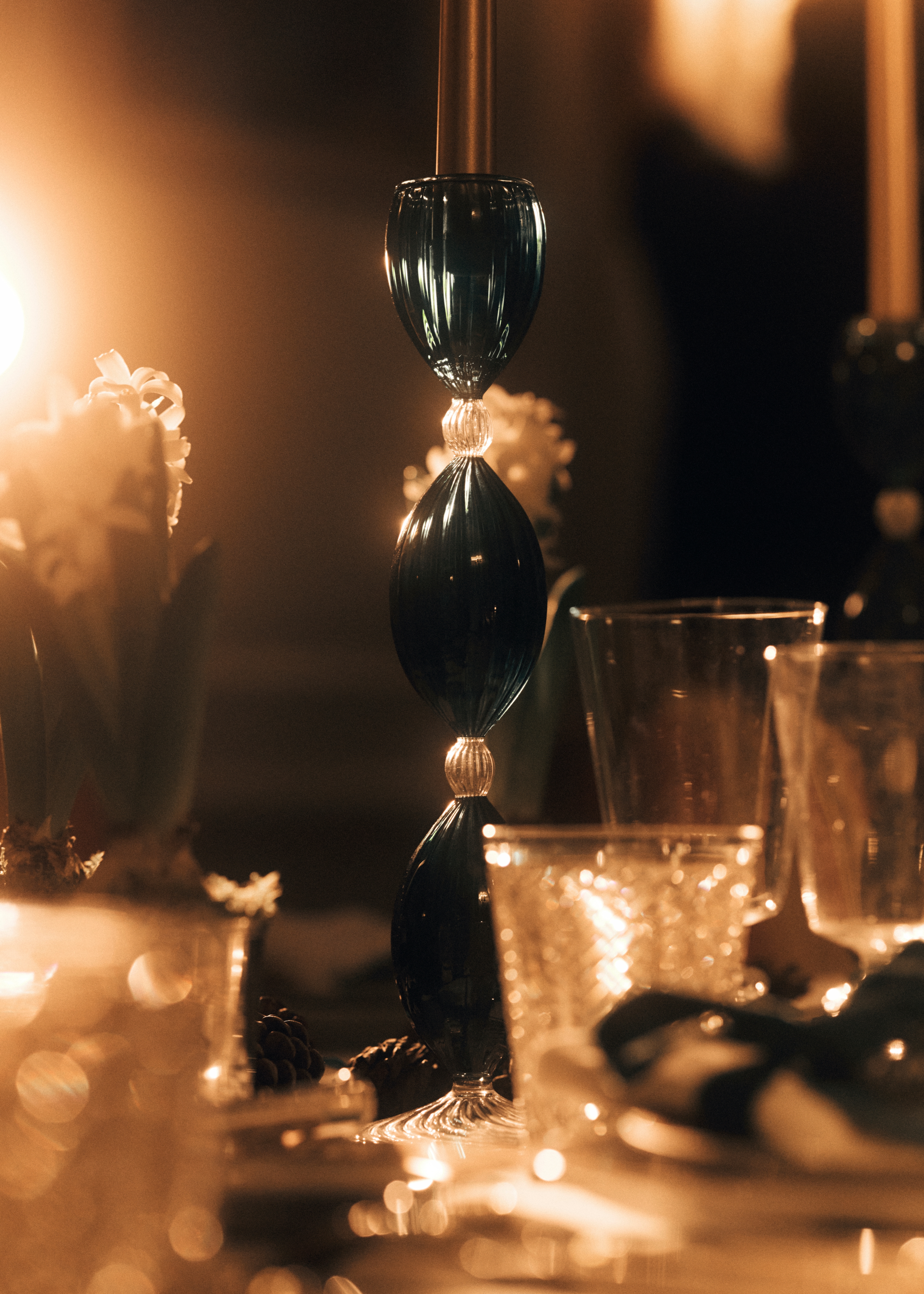 Salento Candle Holder Green Blown Glass E17