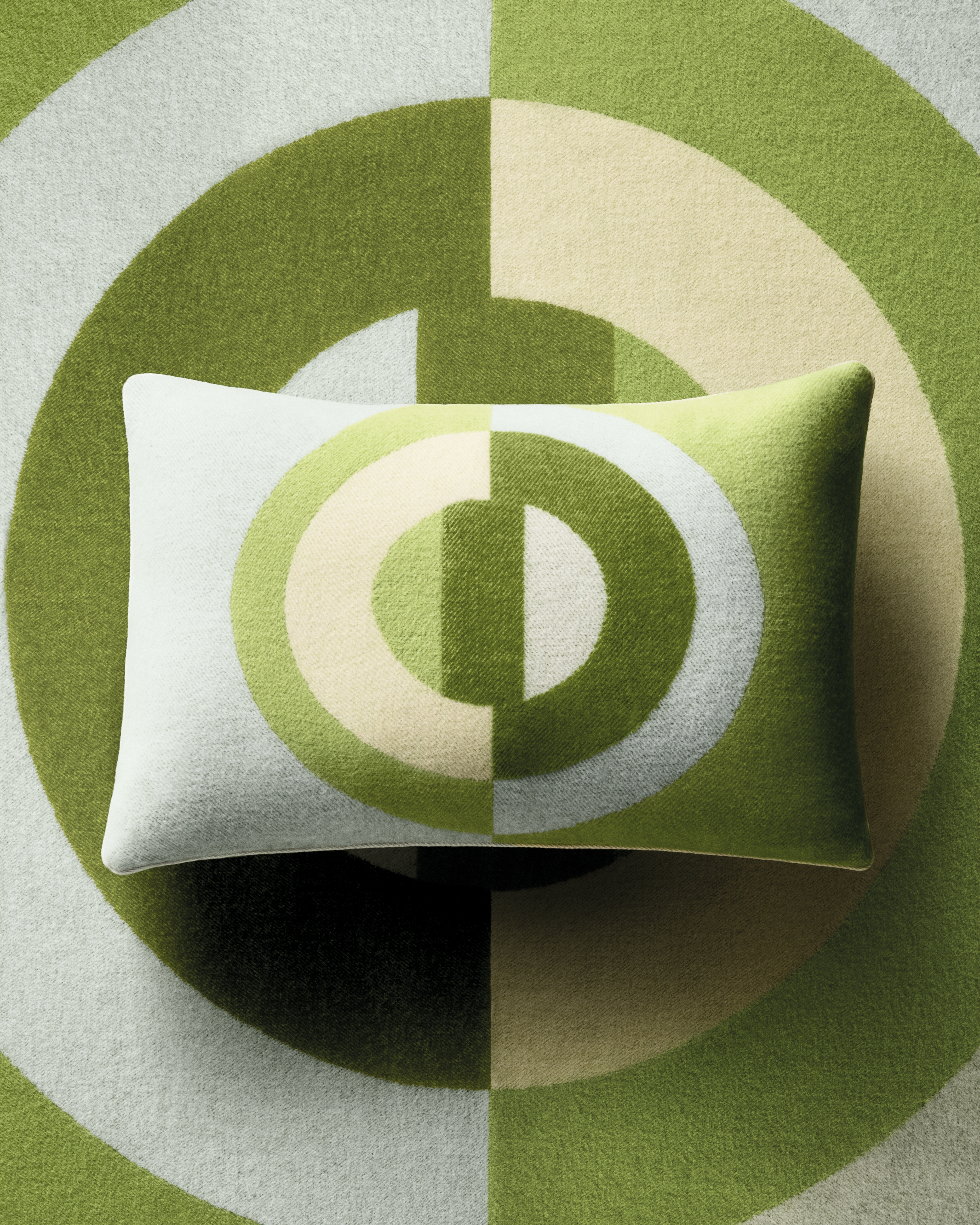 직사각형 쿠션 그린 CD Entrelacés 울 캐시미어 E04