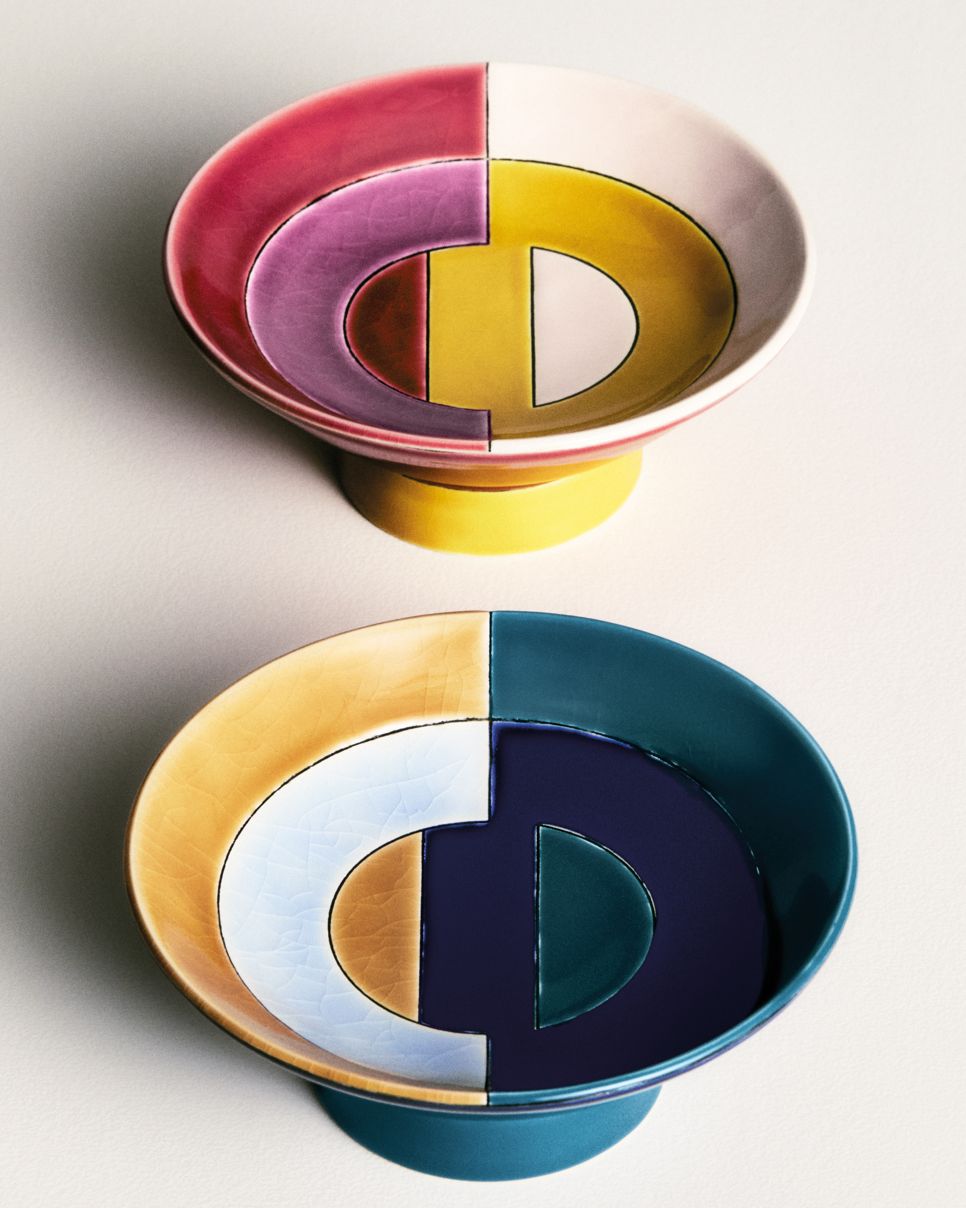 look_image_alt_prefix Schmuckschale CD Entrelacés Keramik und Emaille in Rosa und Gelb von Manufacture des Émaux de Longwy für Dior E15