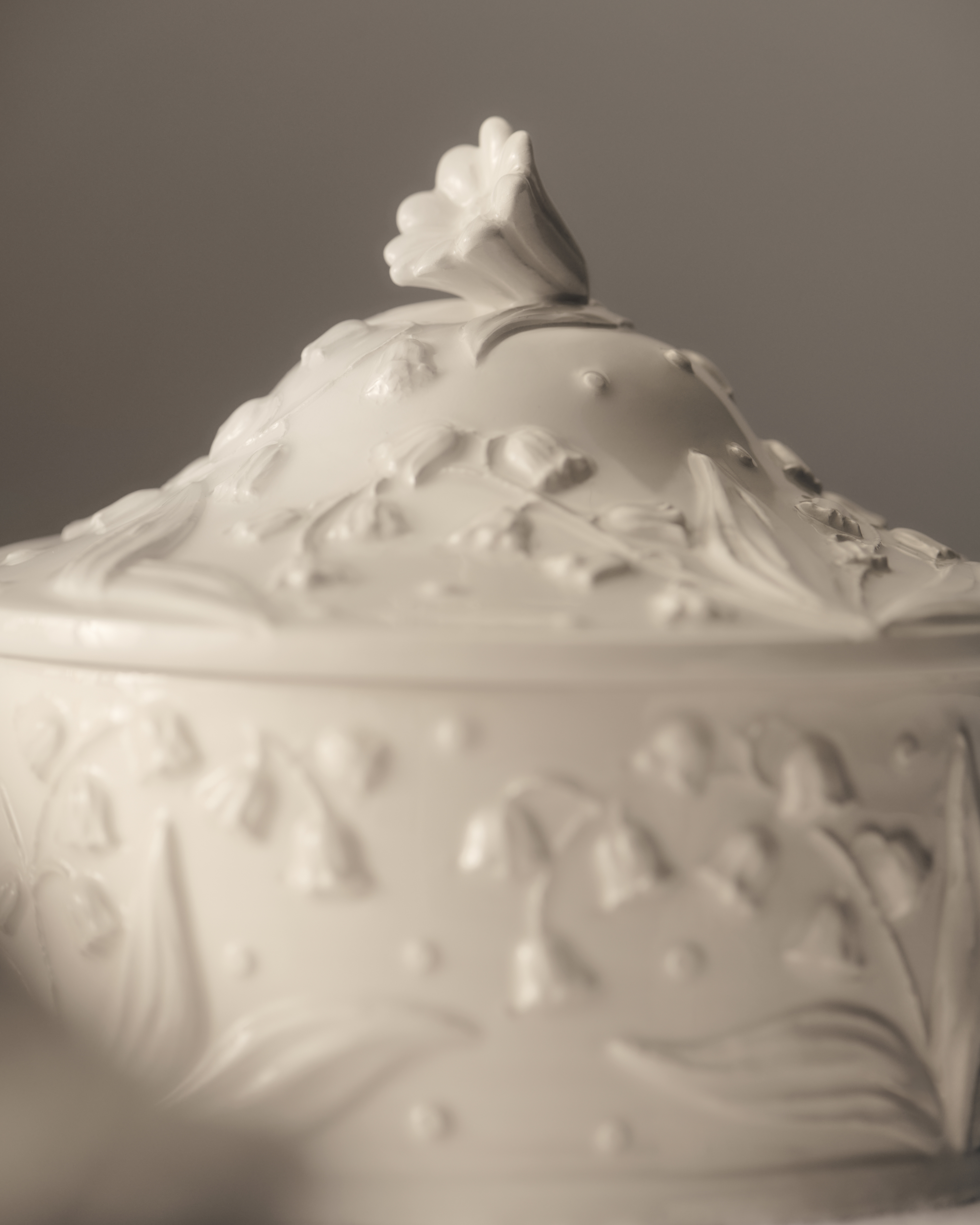 Look Large Box White Ceramic with Raised Lily Dior Motif E03