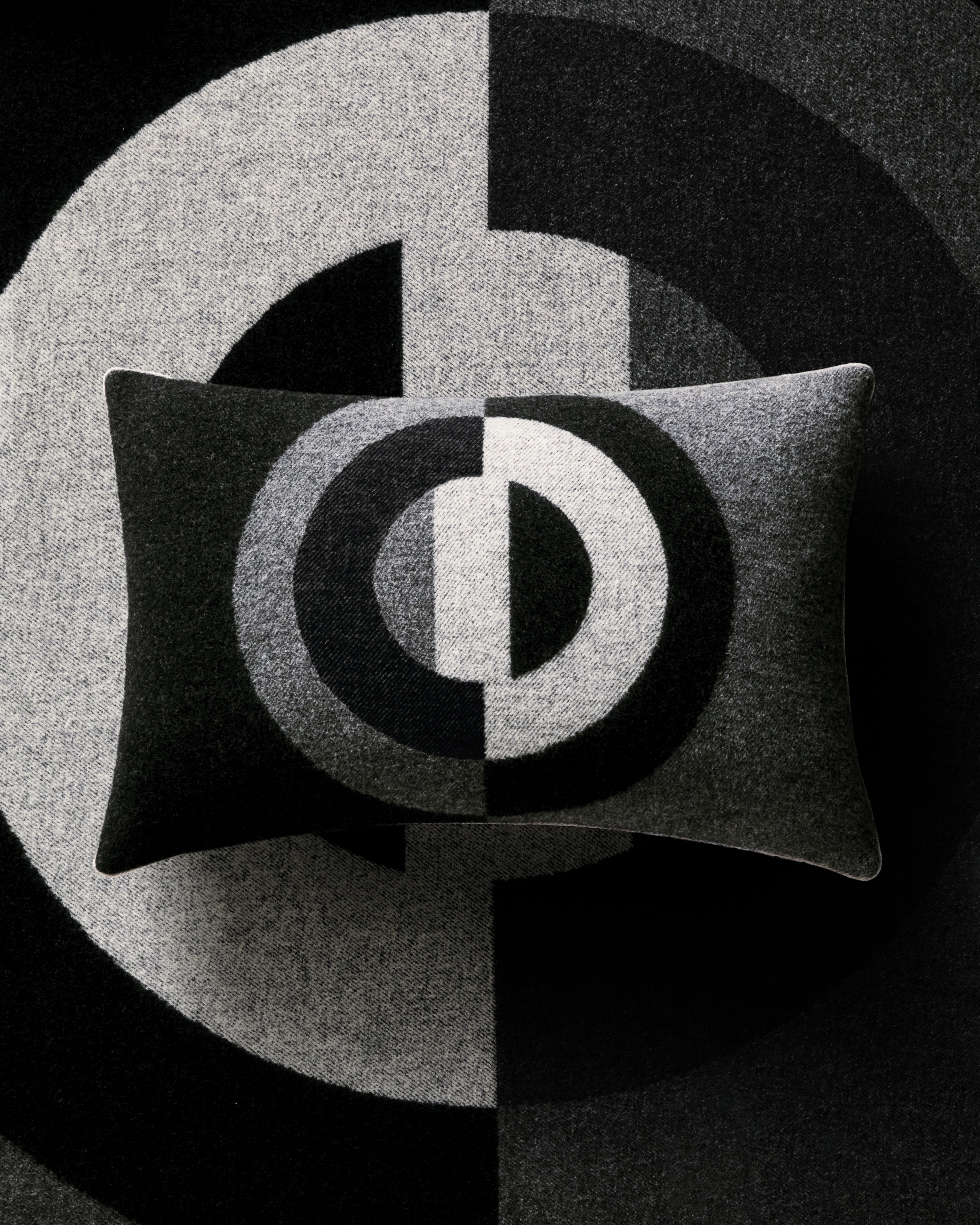 Rectangular Pillow Gray CD Entrelacés Wool and Cashmere E04