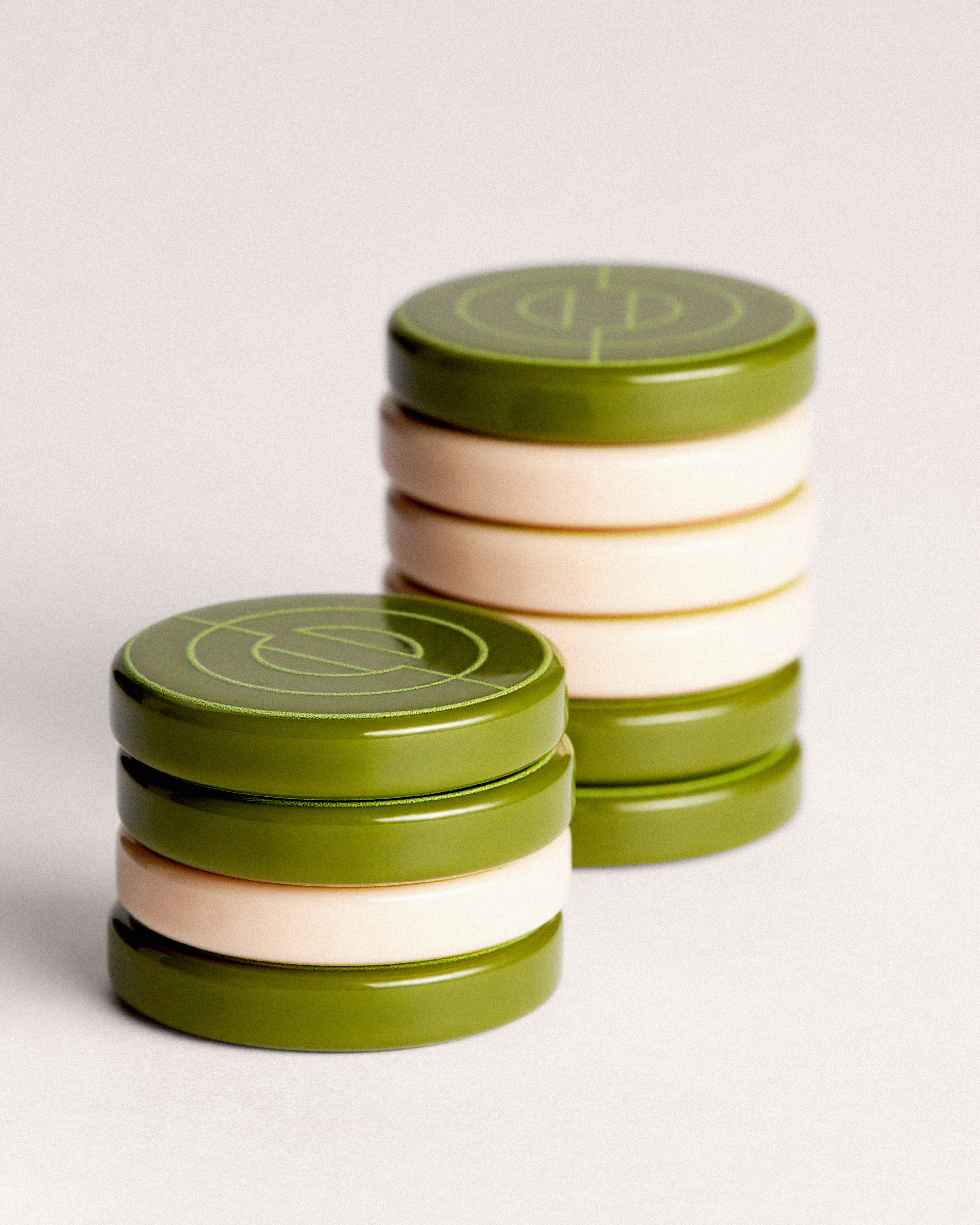 Look Travel Backgammon Green CD Entrelacés Cotton and Cowhide Leather E15