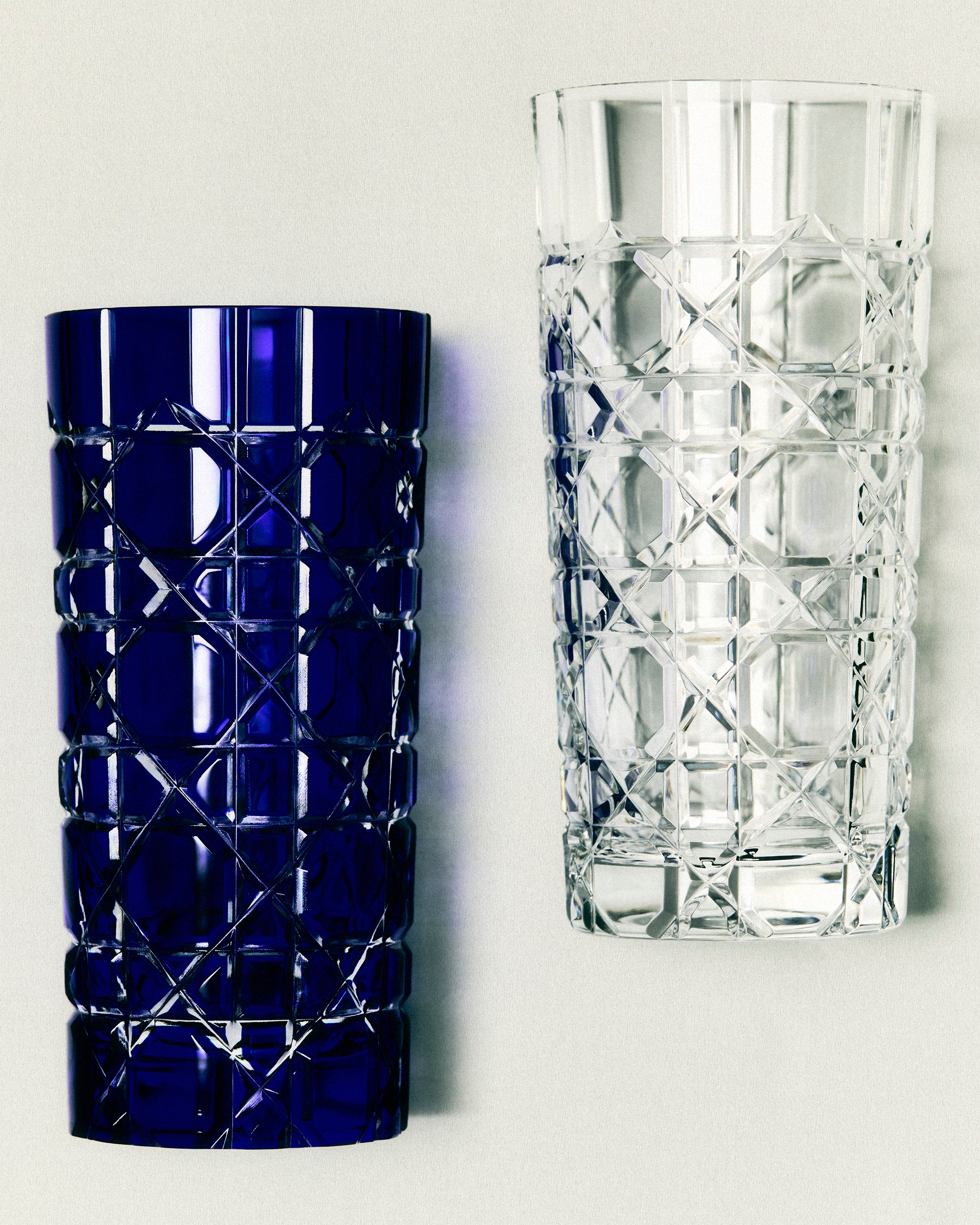 Cocktail Glass Blue Crystal with Cannage Motif E07