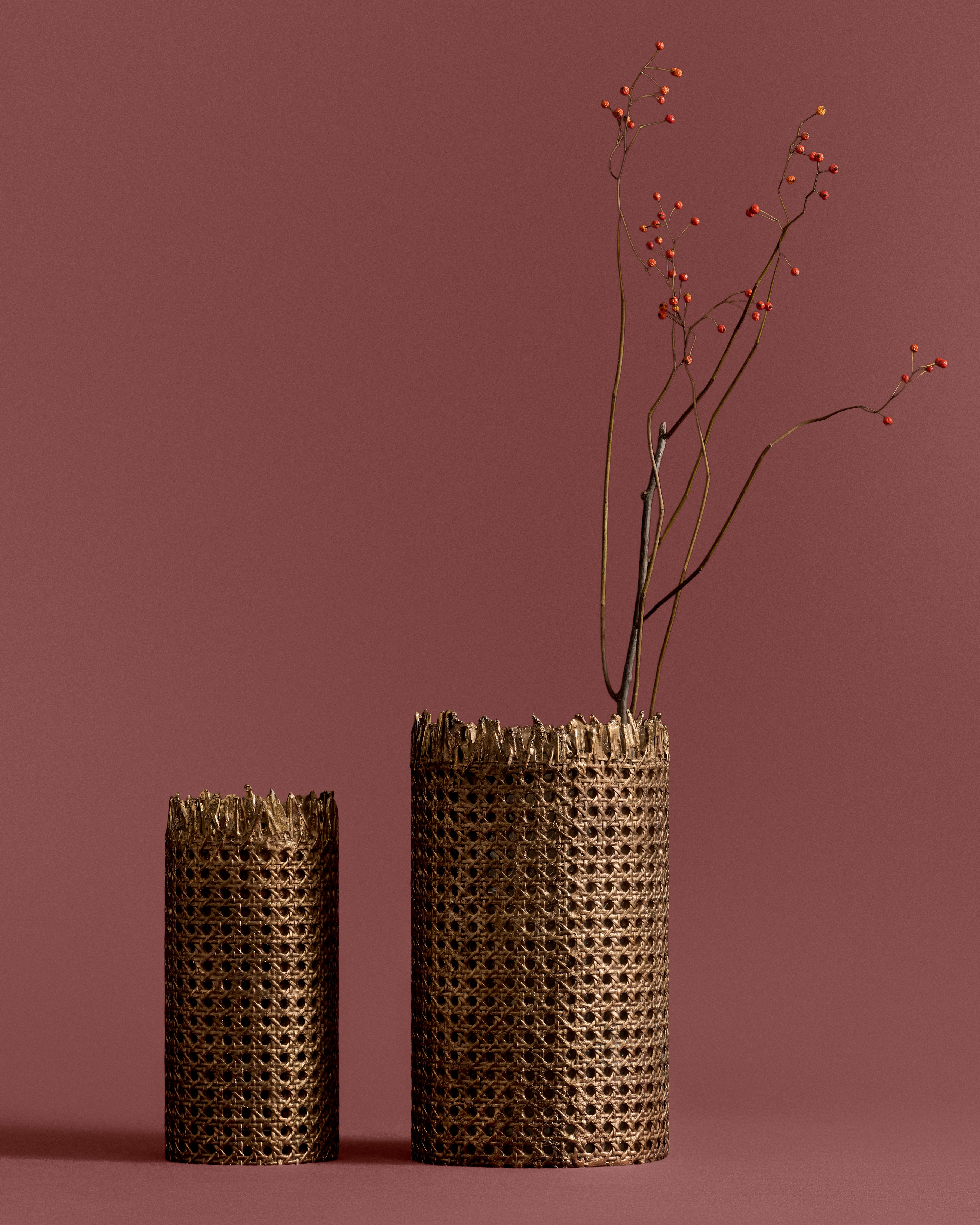 Cylindrical Vase Osanna Visconti for Dior, Bronze with Cannage Motif E14