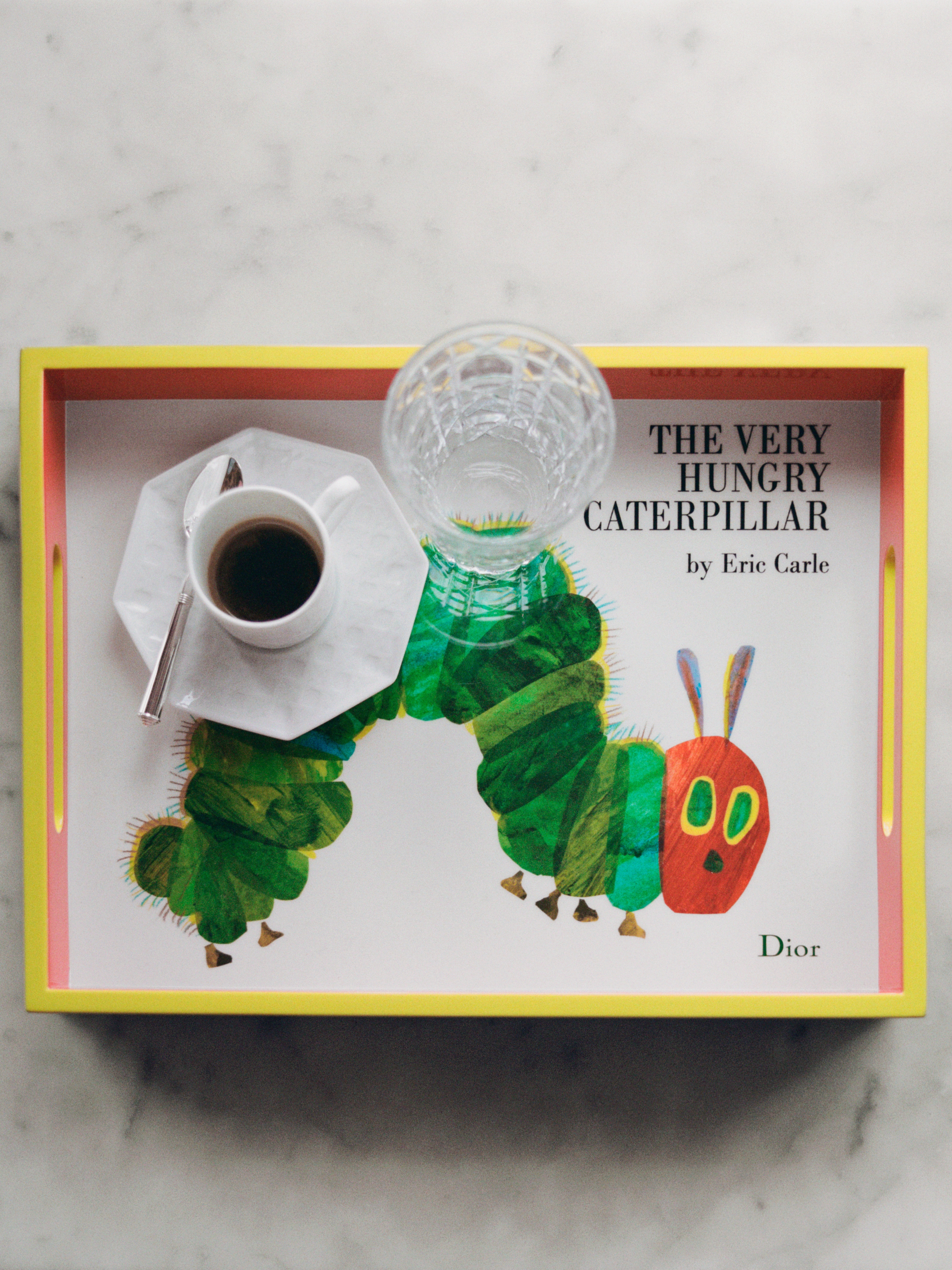 Decorative Tray Multicolor Lacquered Wood with Book Cover Motif E06