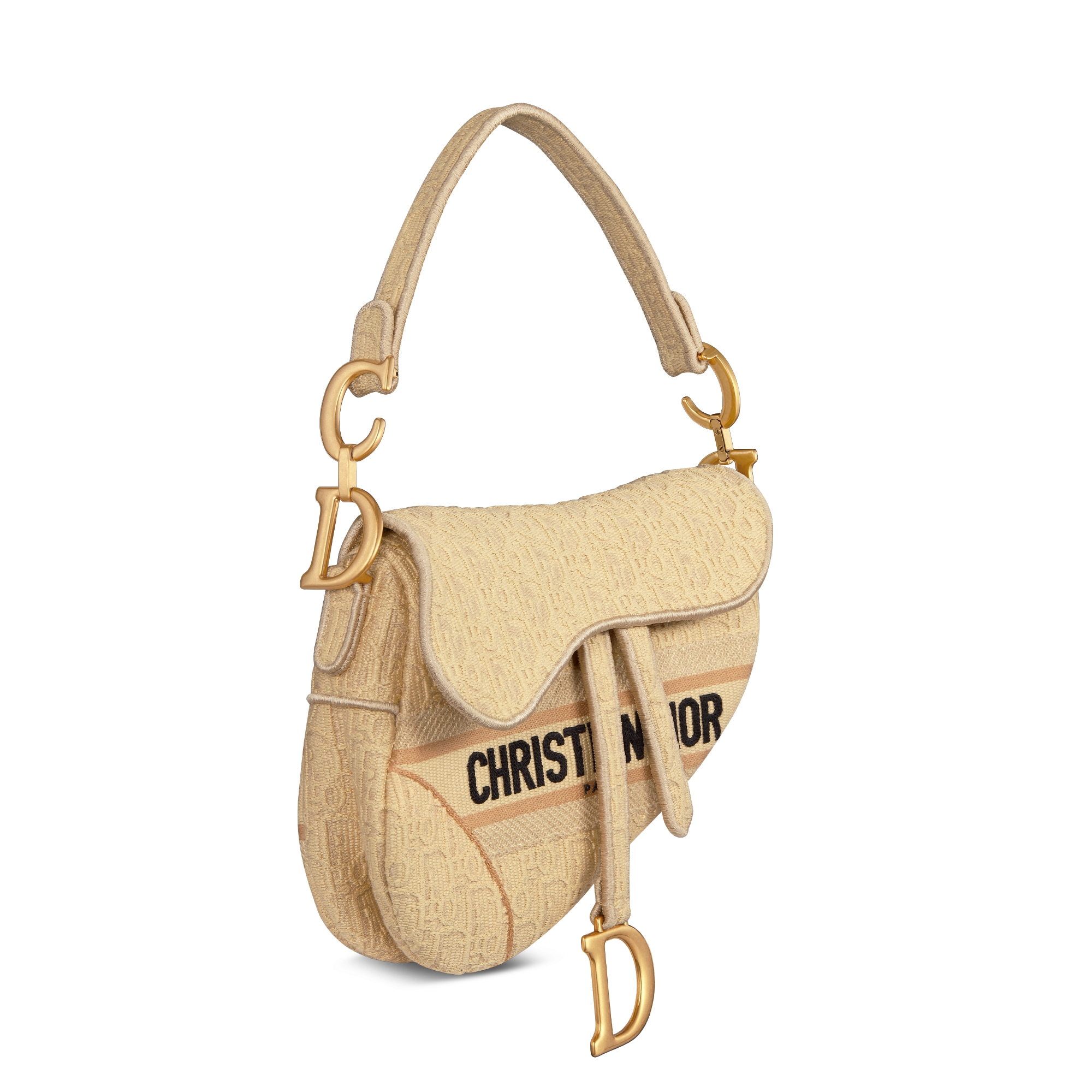 Saddle Bag Beige Dior Oblique Embroidered Raffia | DIOR