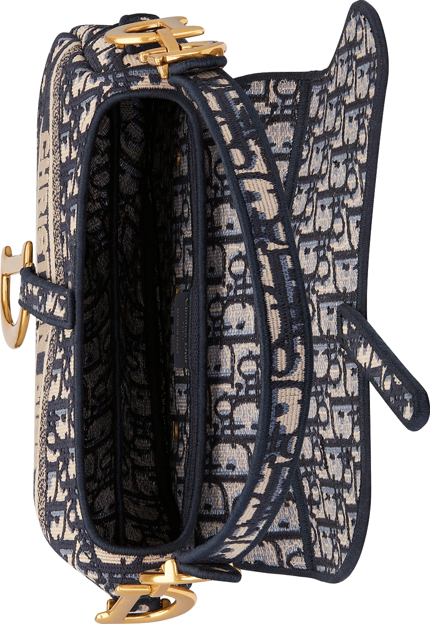 DIOR Saddle Bag Blue Dior Oblique Embroidery Women