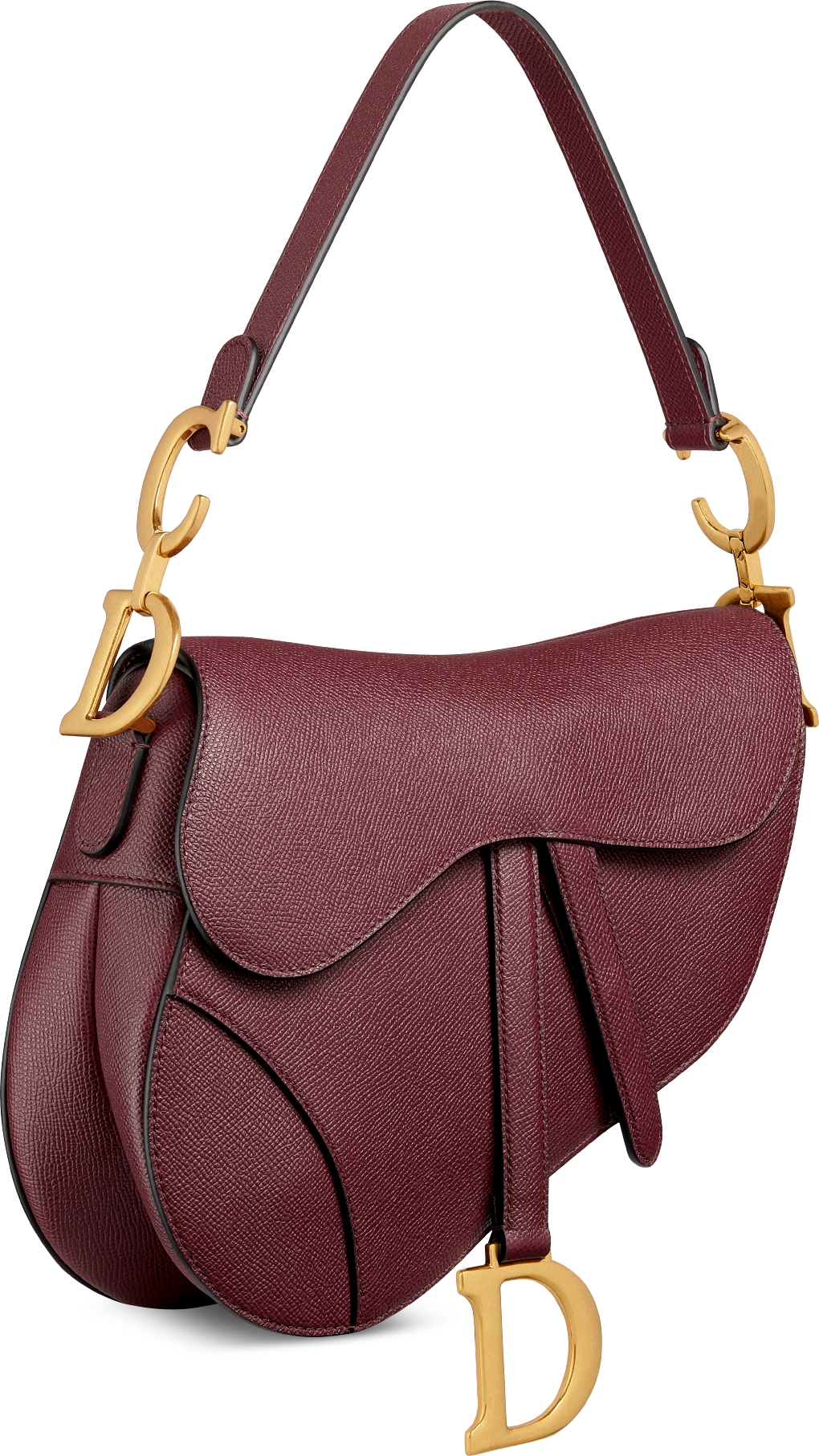 Saddle Bag with Strap Burgundy Grained Calfskin DIOR