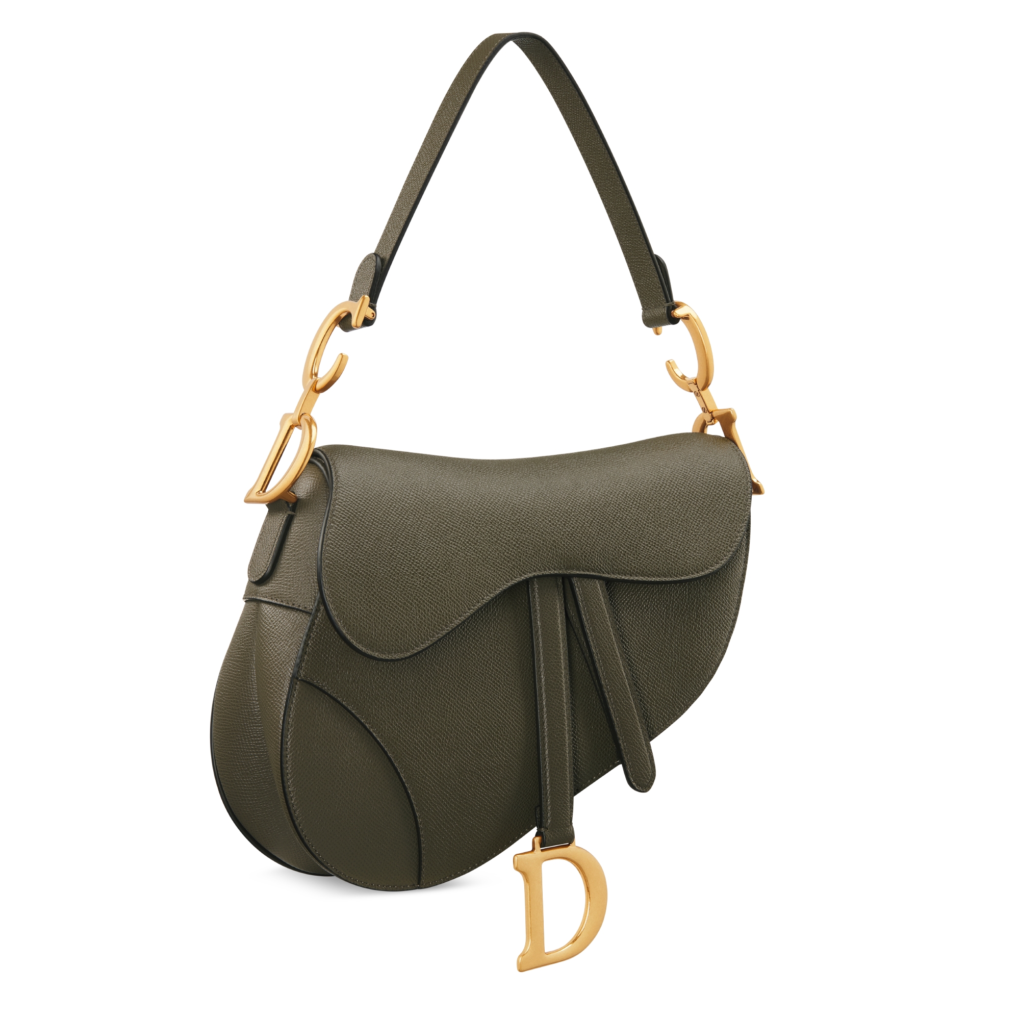 Sac Saddle à bandoulière Cuir de veau grainé couleur Dark Fango E03