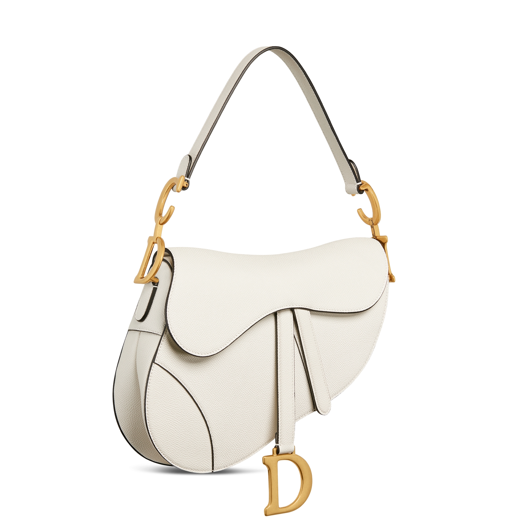 Saddle Bag with Strap Latte Grained Calfskin E03