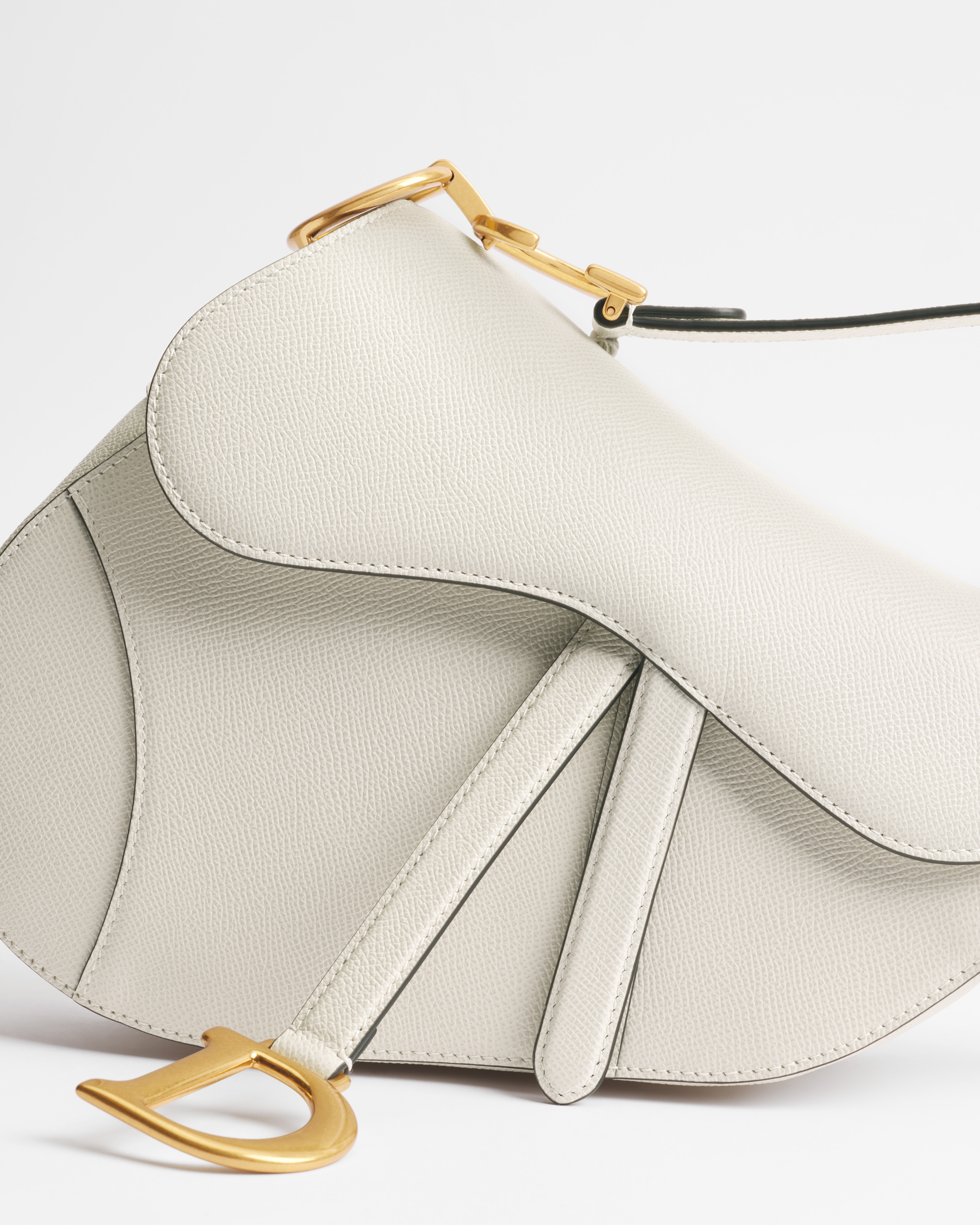 Saddle Bag with Strap Latte Grained Calfskin E09
