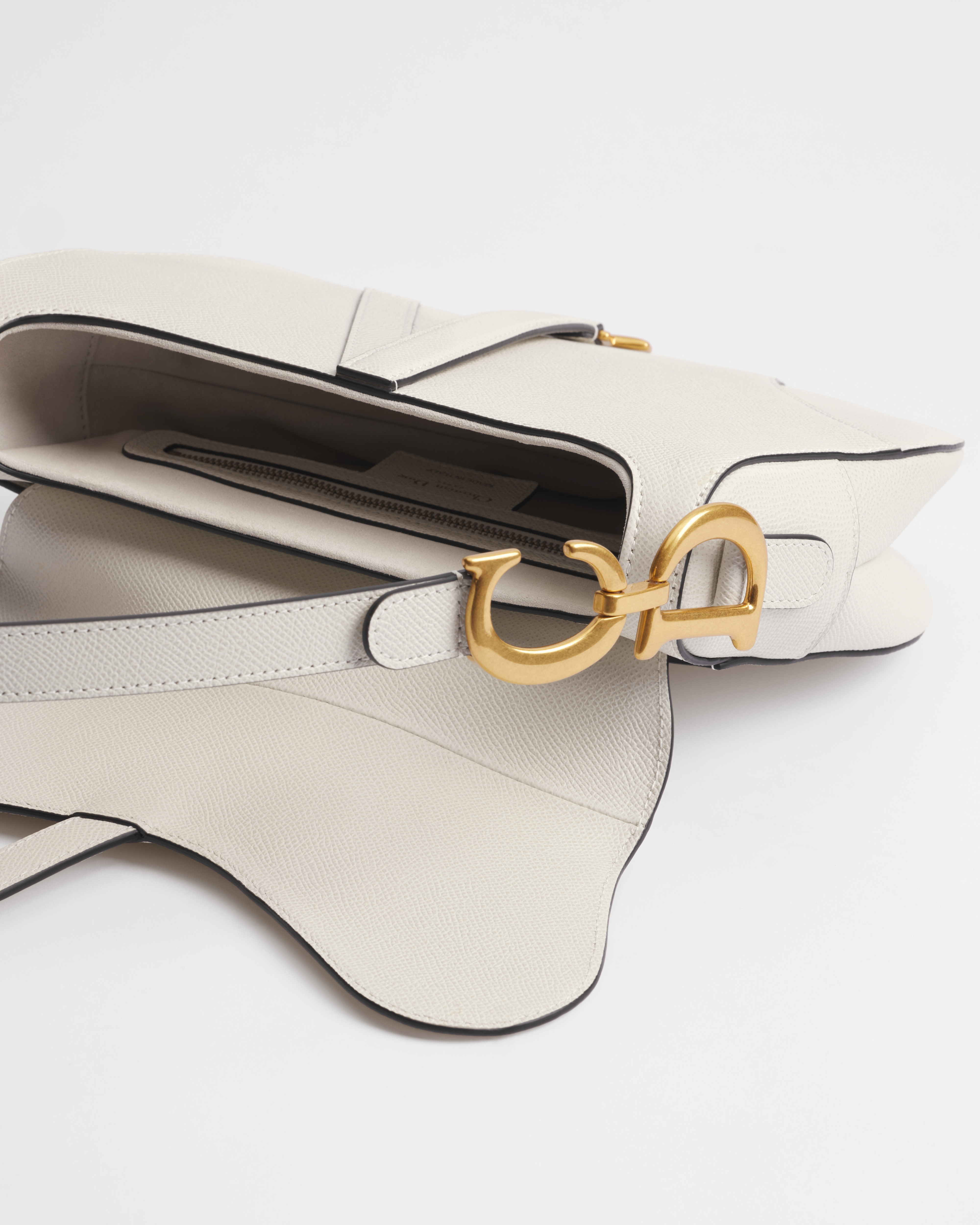 Saddle Bag with Strap Latte Grained Calfskin E12