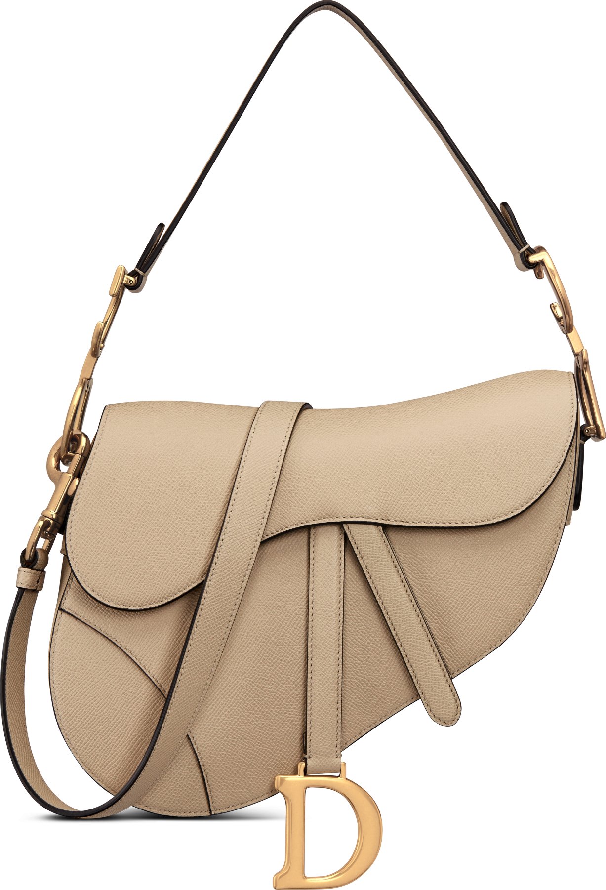 Saddle Bag with Strap Black Grained Calfskin DIOR