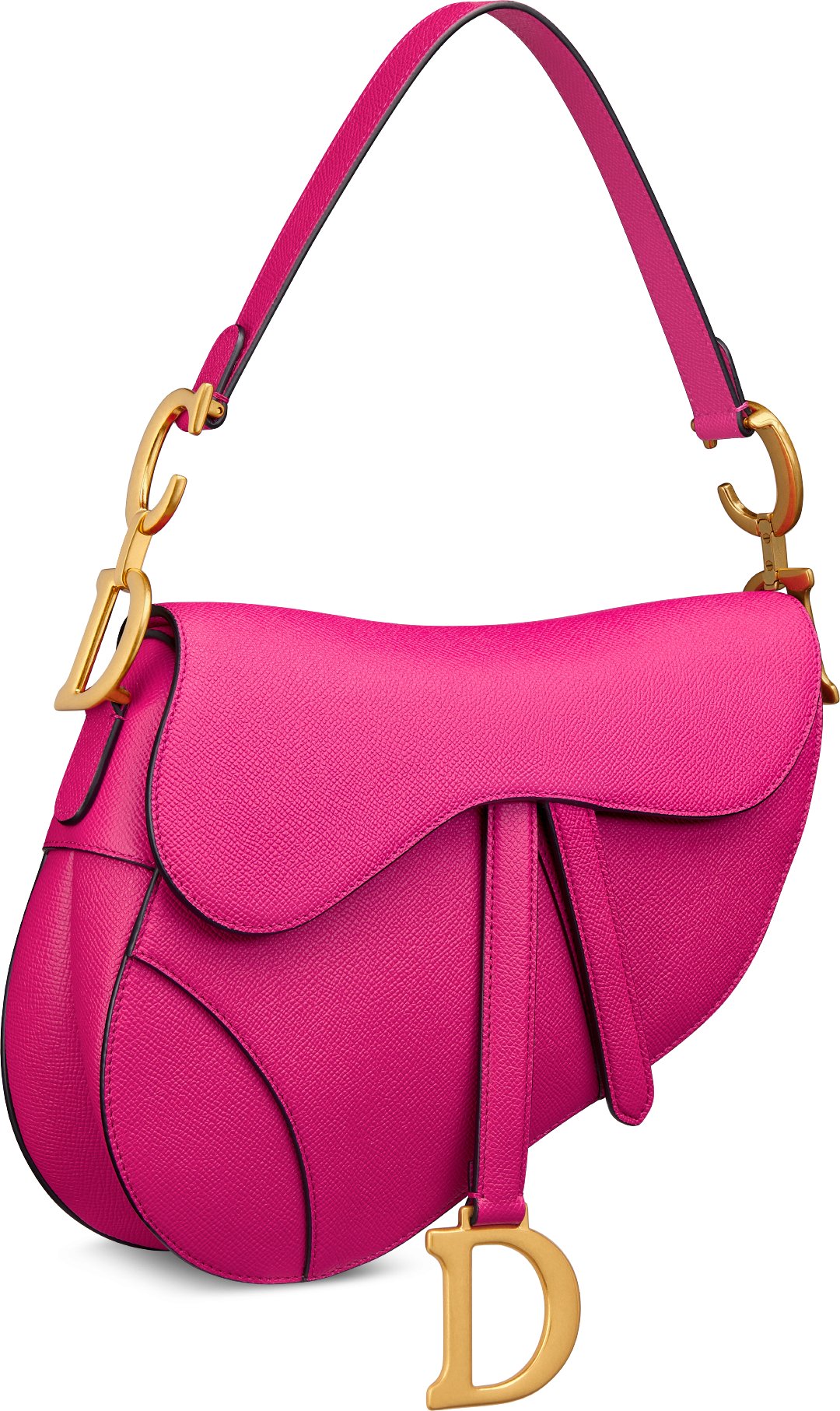 Borsa a tracolla Saddle Pelle di vitello granulata fucsia DIOR