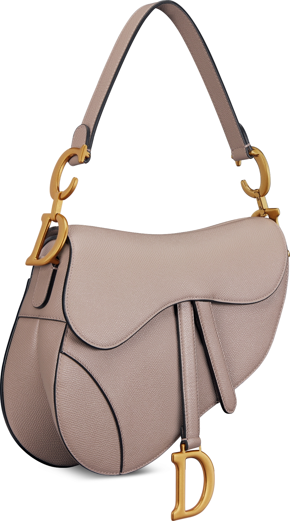 Saddle Bag with Strap Warm Taupe Grained Calfskin DIOR