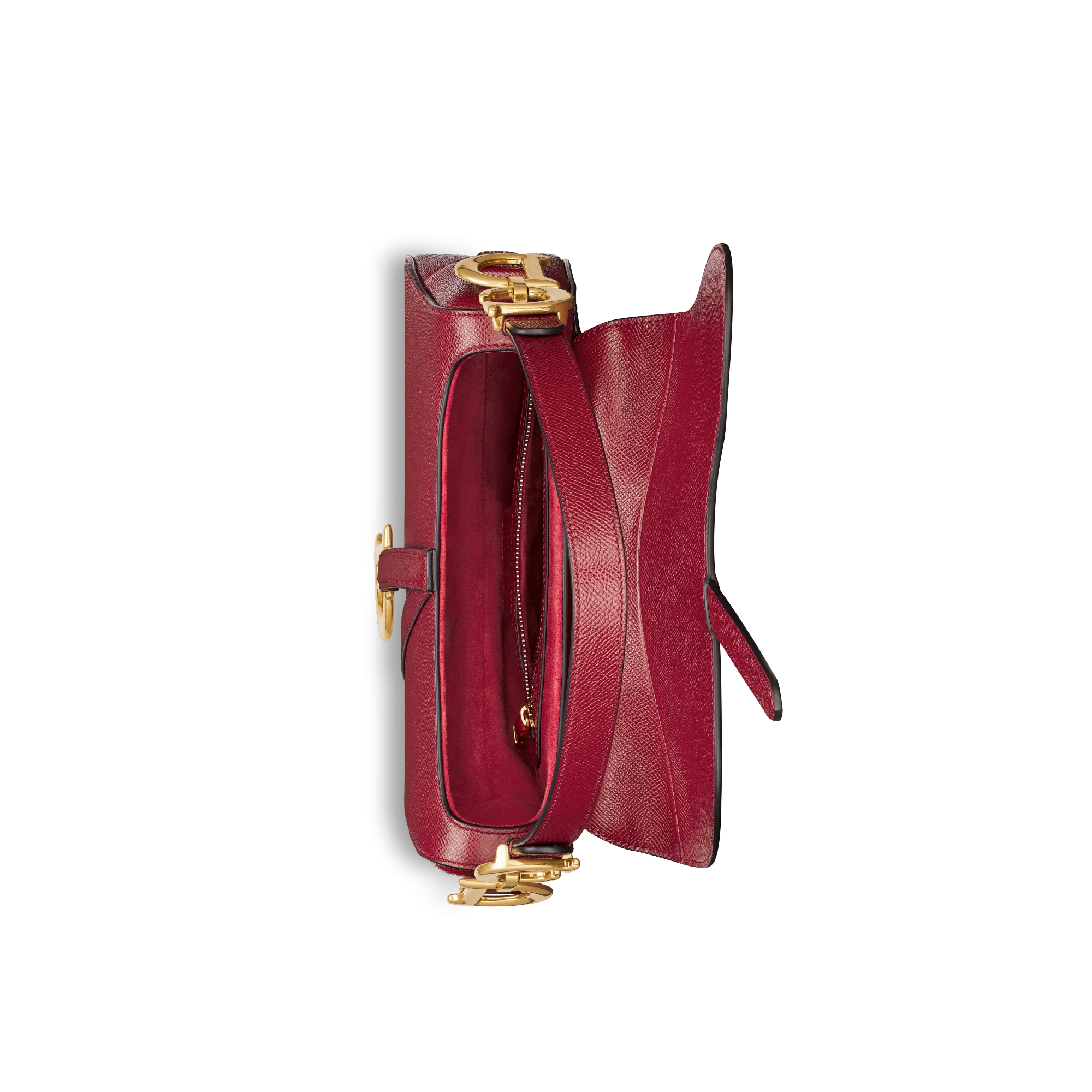 Saddle Bag with Strap Cherry Red Grained Calfskin E06
