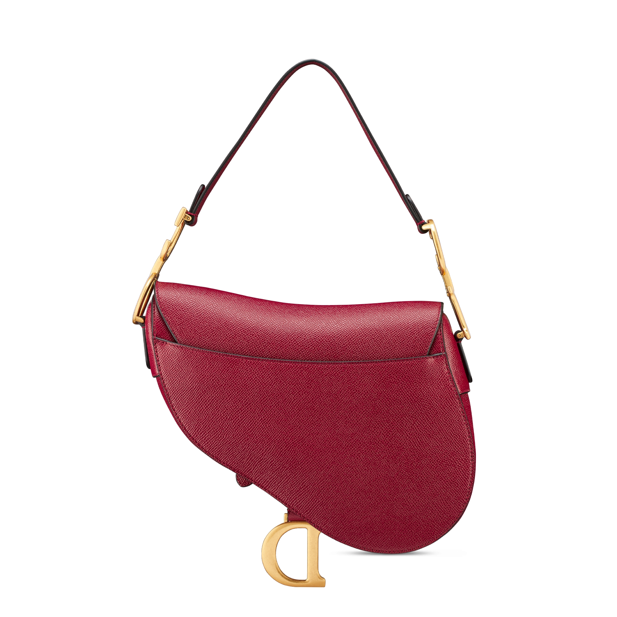 Saddle Bag with Strap Cherry Red Grained Calfskin E08
