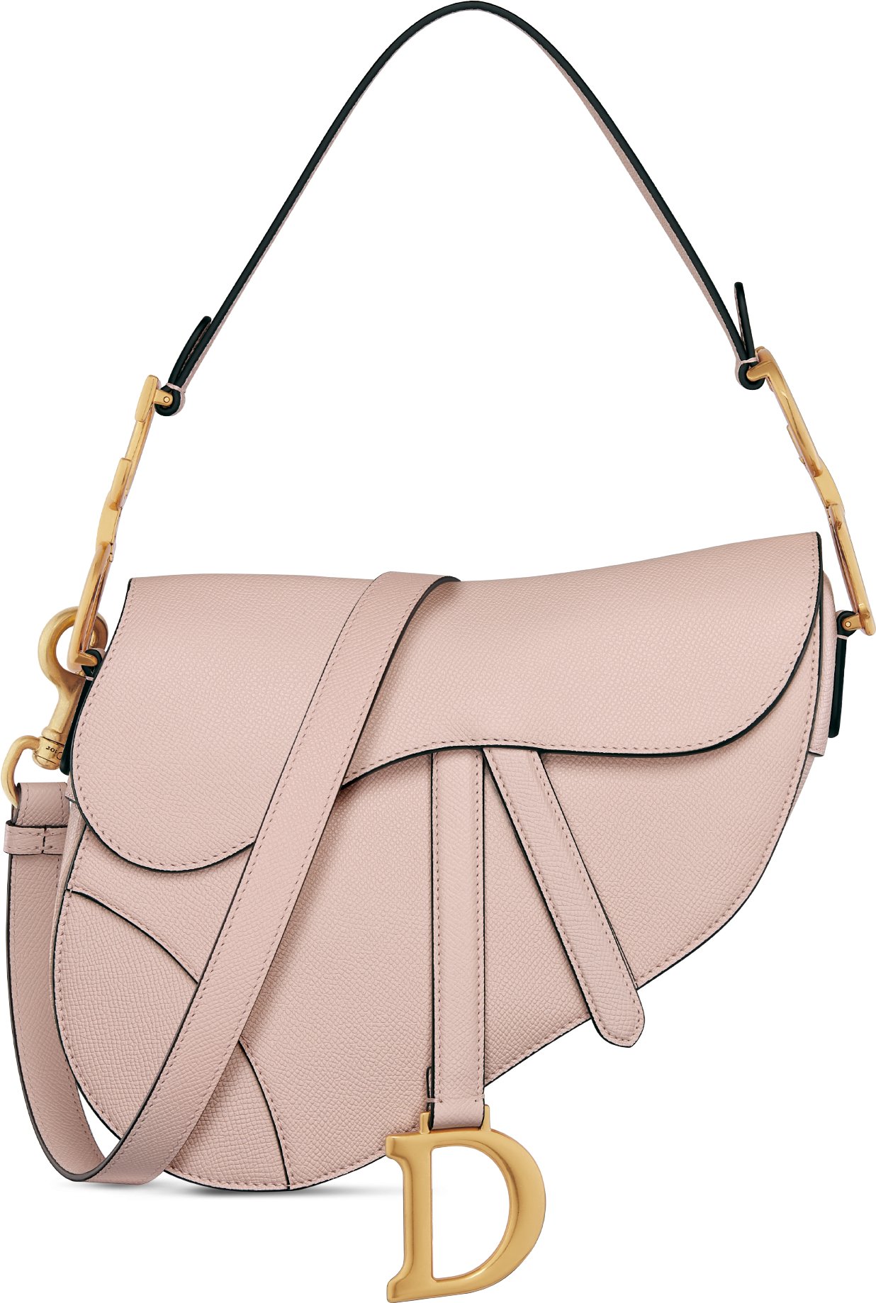 Saddle Bag with Strap Black Grained Calfskin DIOR
