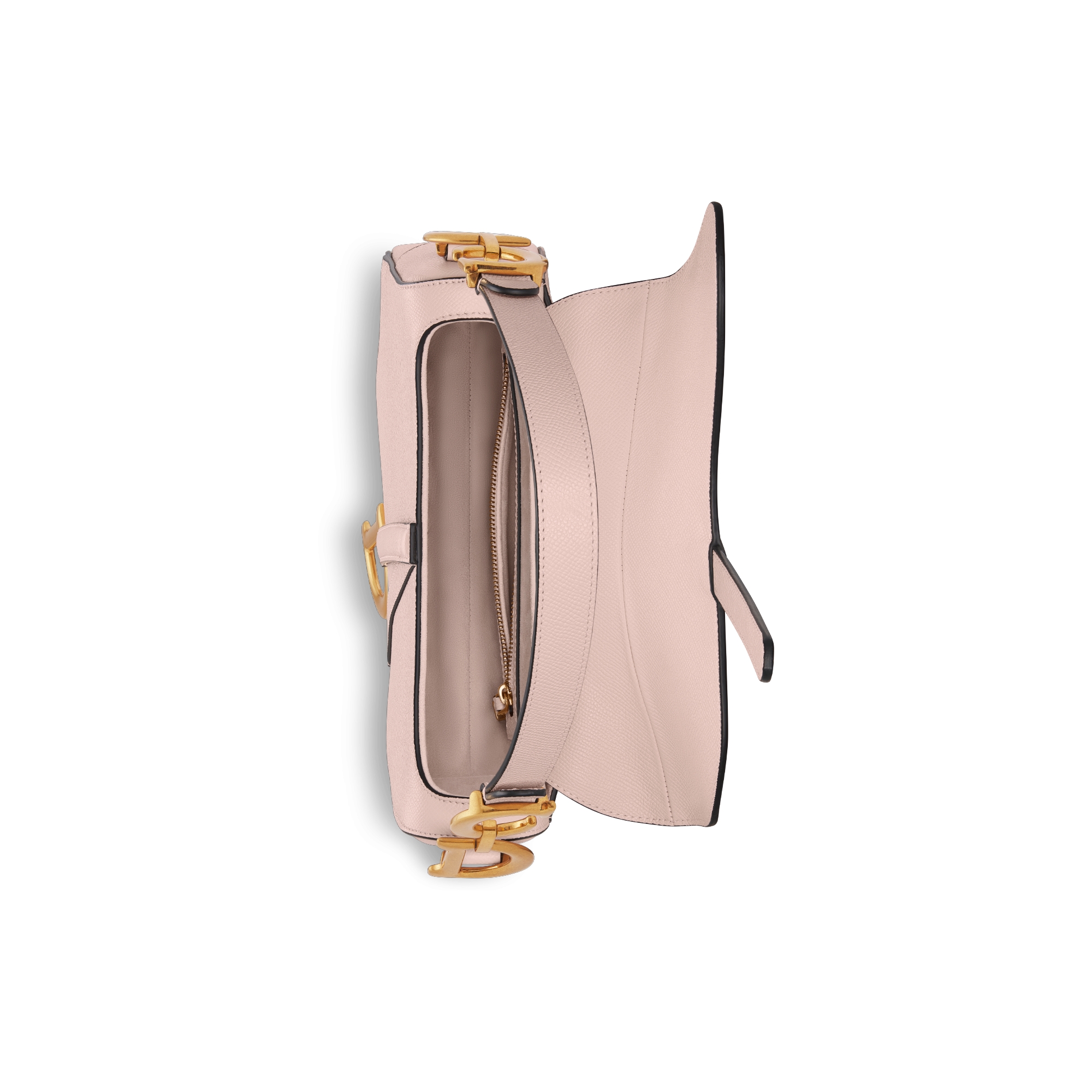 Saddle Bag with Strap Powder Pink Grained Calfskin E06