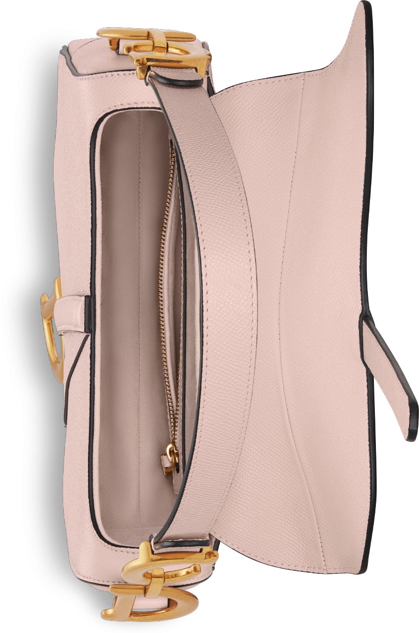 DIOR Saddle Bag With Strap Powder Pink Grained Calfskin Women