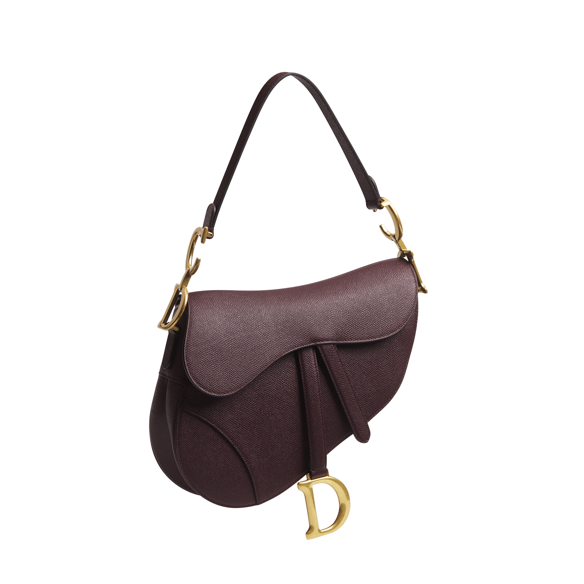 Saddle Bag with Strap Plum Grained Calfskin E01