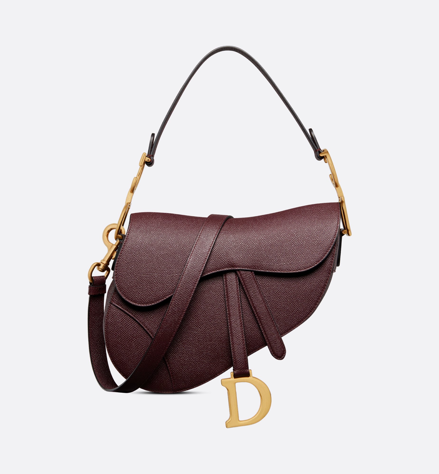 Saddle Bag with Strap Cherry Red Grained Calfskin | DIOR Saddle Bag with Strap Cherry Red Grained Calfskin | DIOR