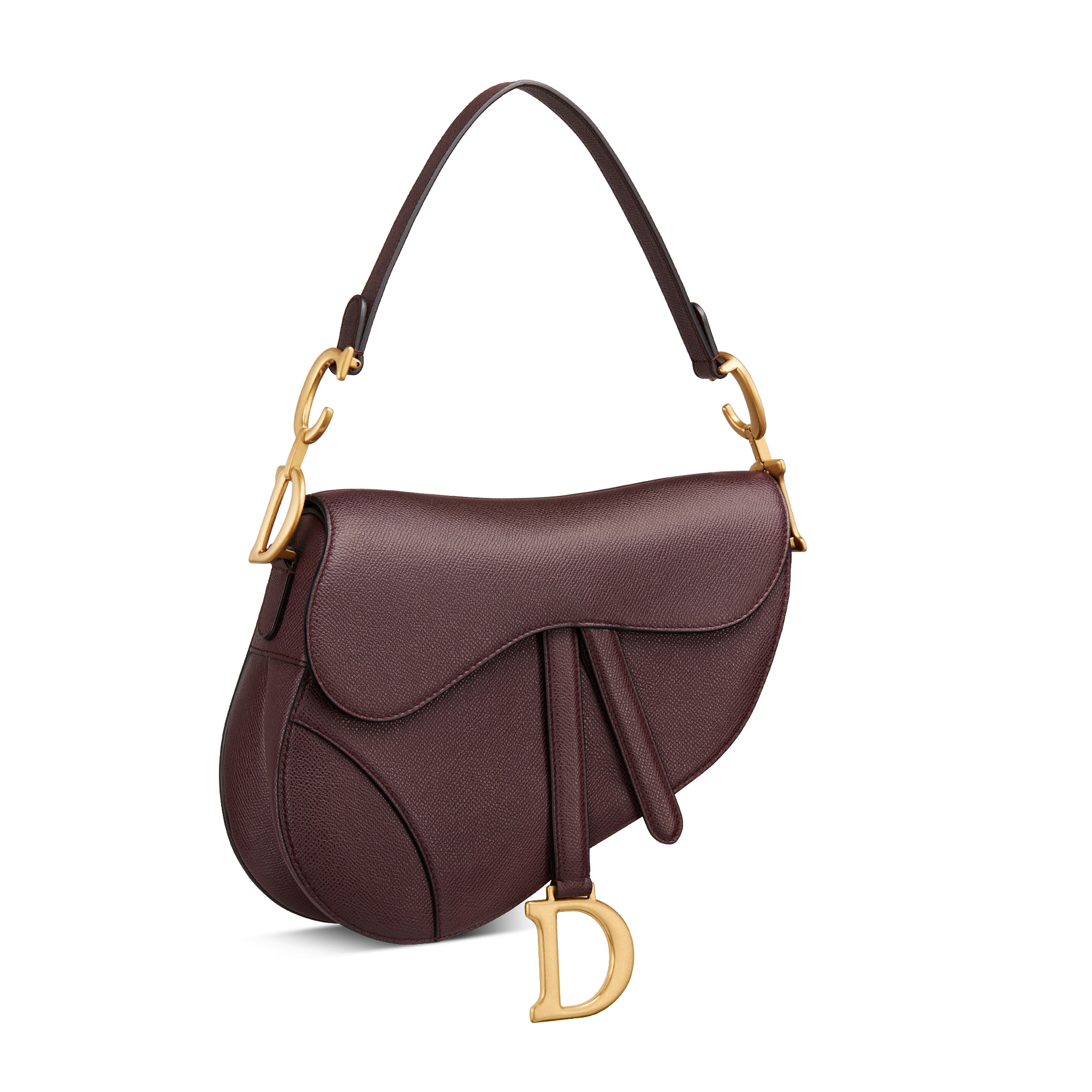 Sac Saddle à bandoulière Cuir de veau grainé prune E03