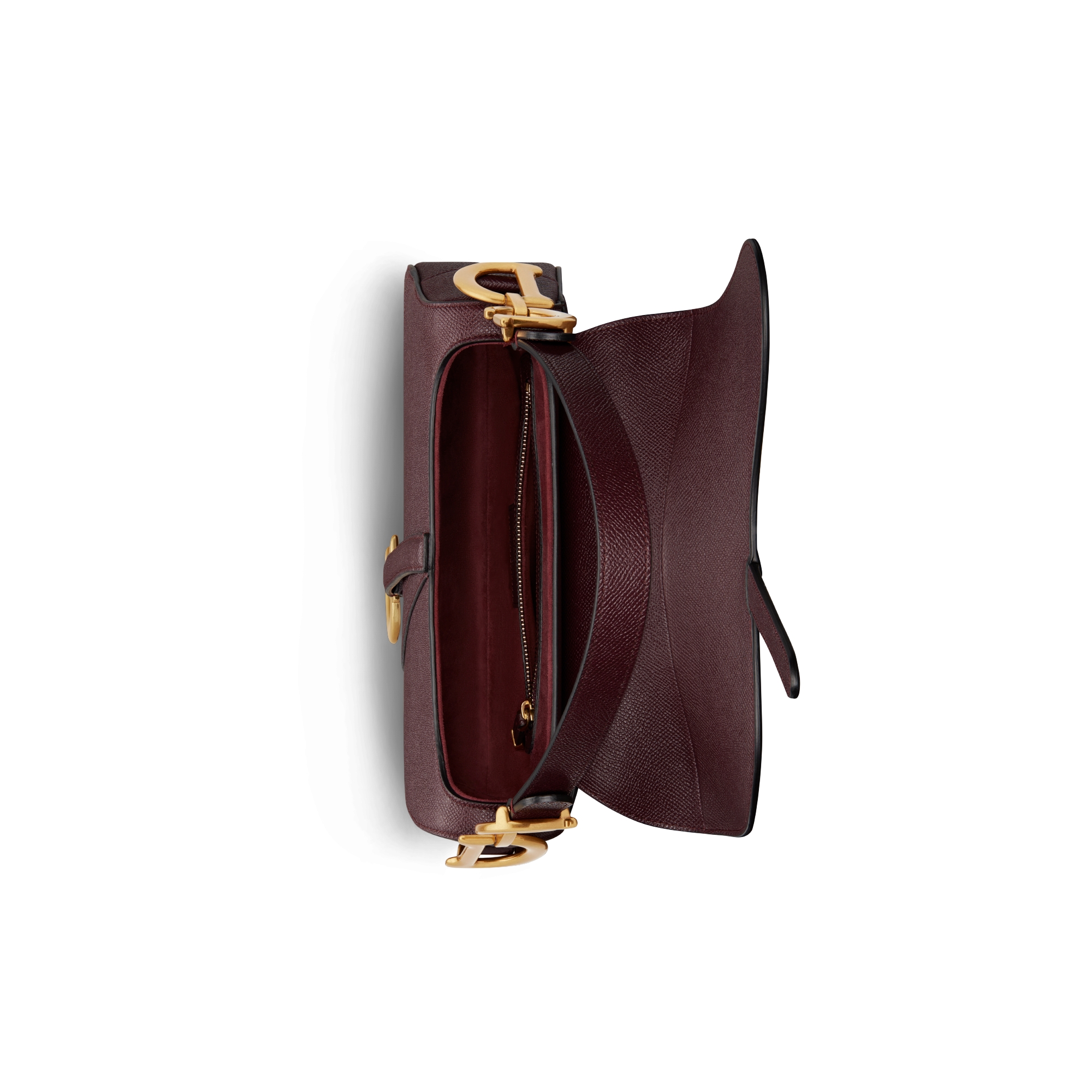 Sac Saddle à bandoulière Cuir de veau grainé prune E06