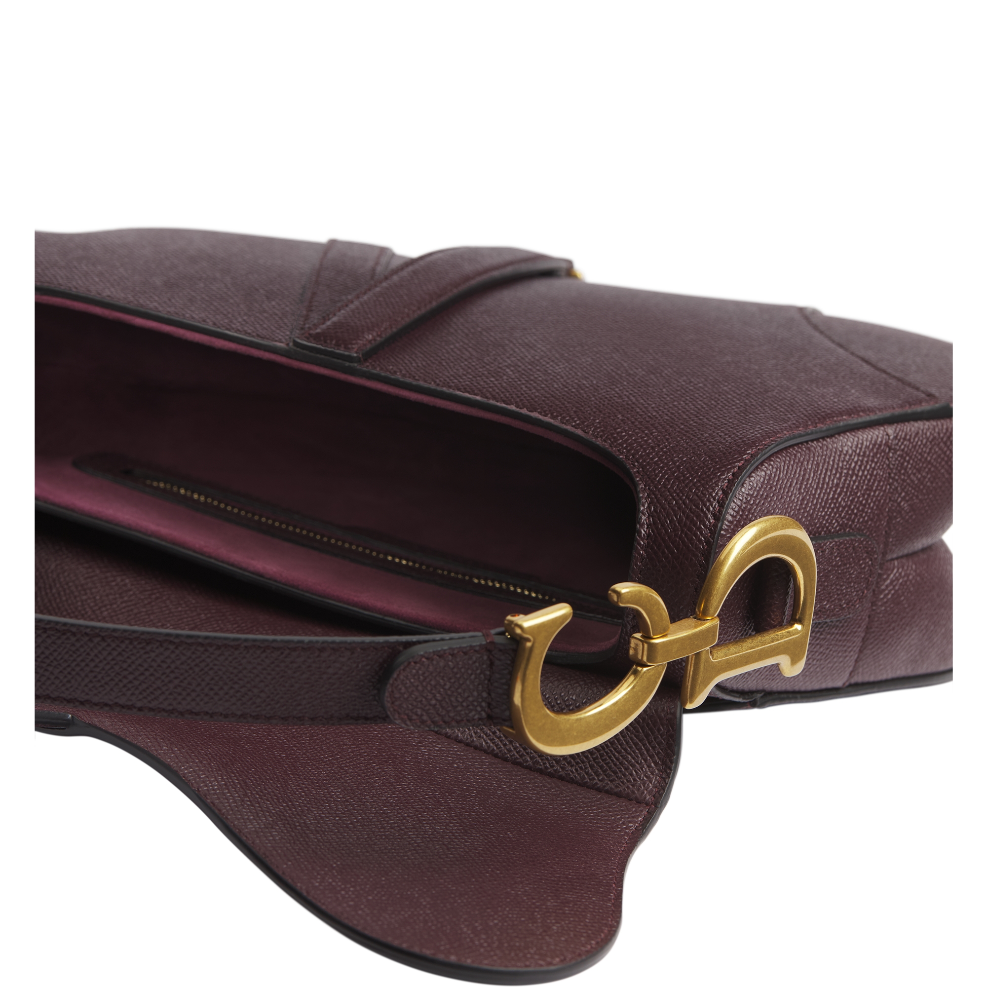 Saddle Bag with Strap Plum Grained Calfskin E12