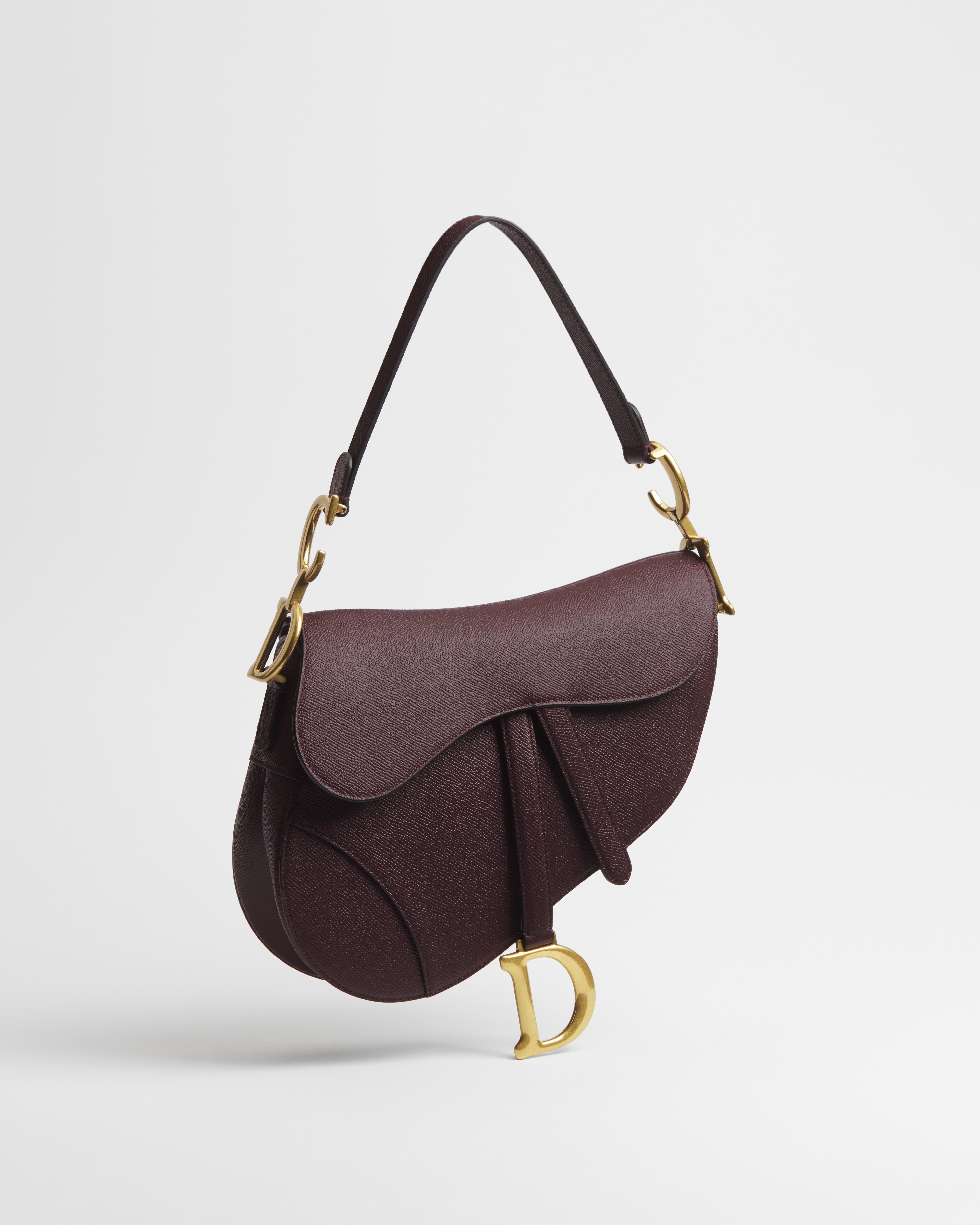 Saddle Bag with Strap Plum Grained Calfskin E01