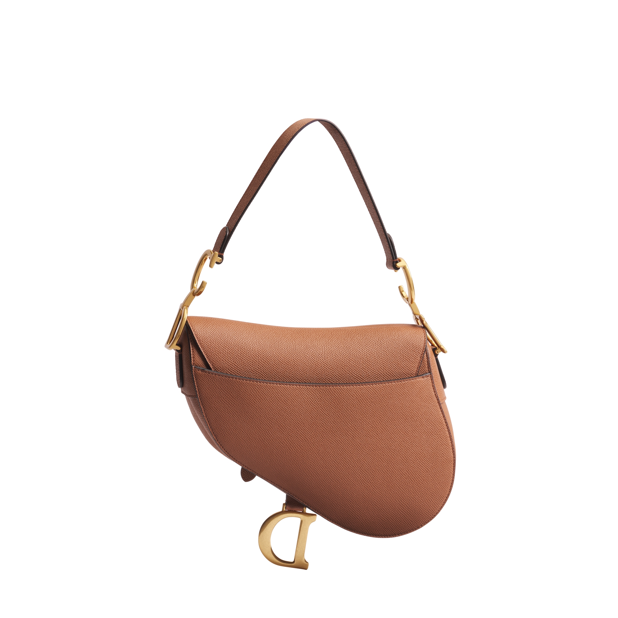 Saddle Bag with Strap Golden Saddle Grained Calfskin E08