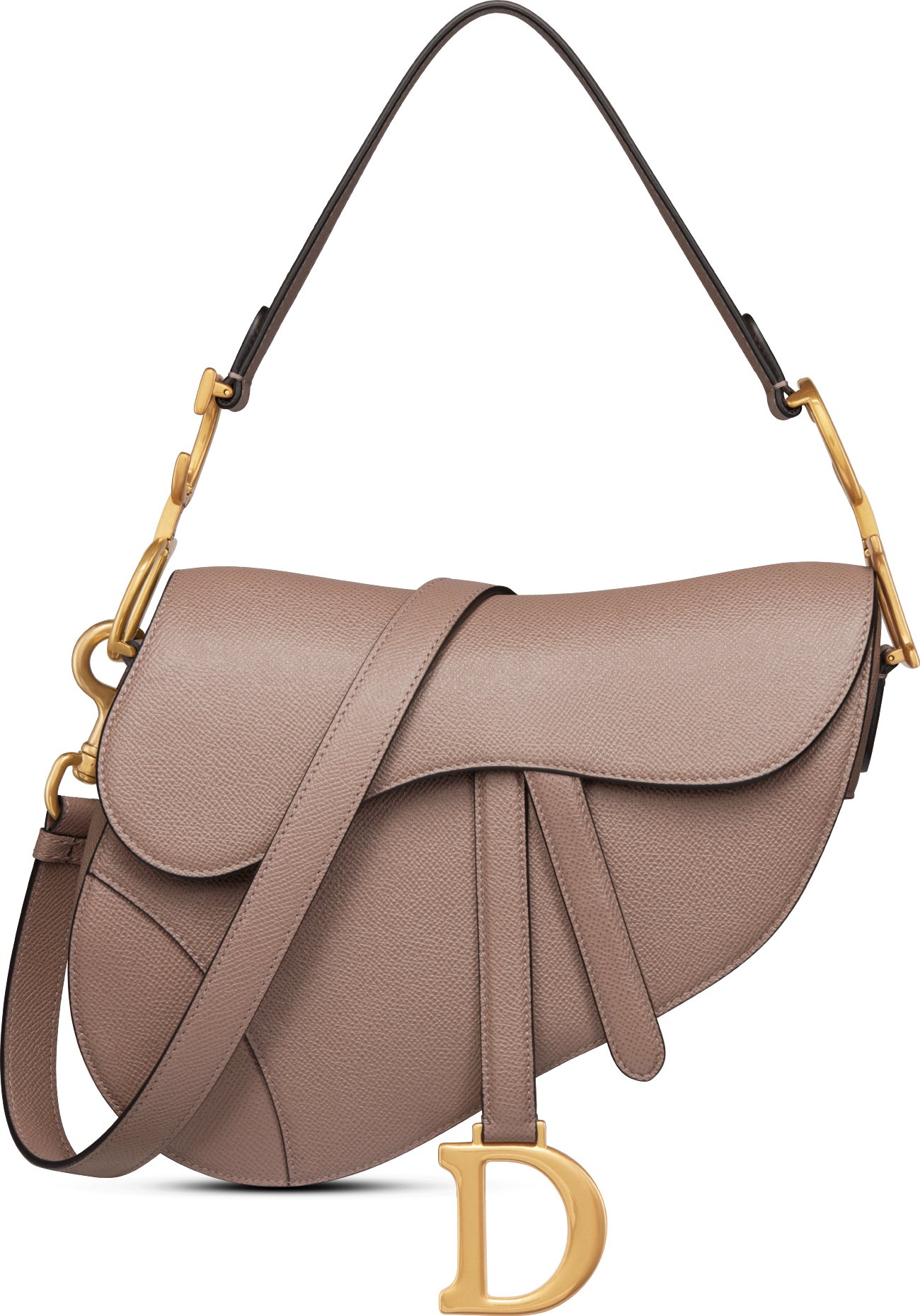 Saddle Bag with Strap Black Grained Calfskin DIOR