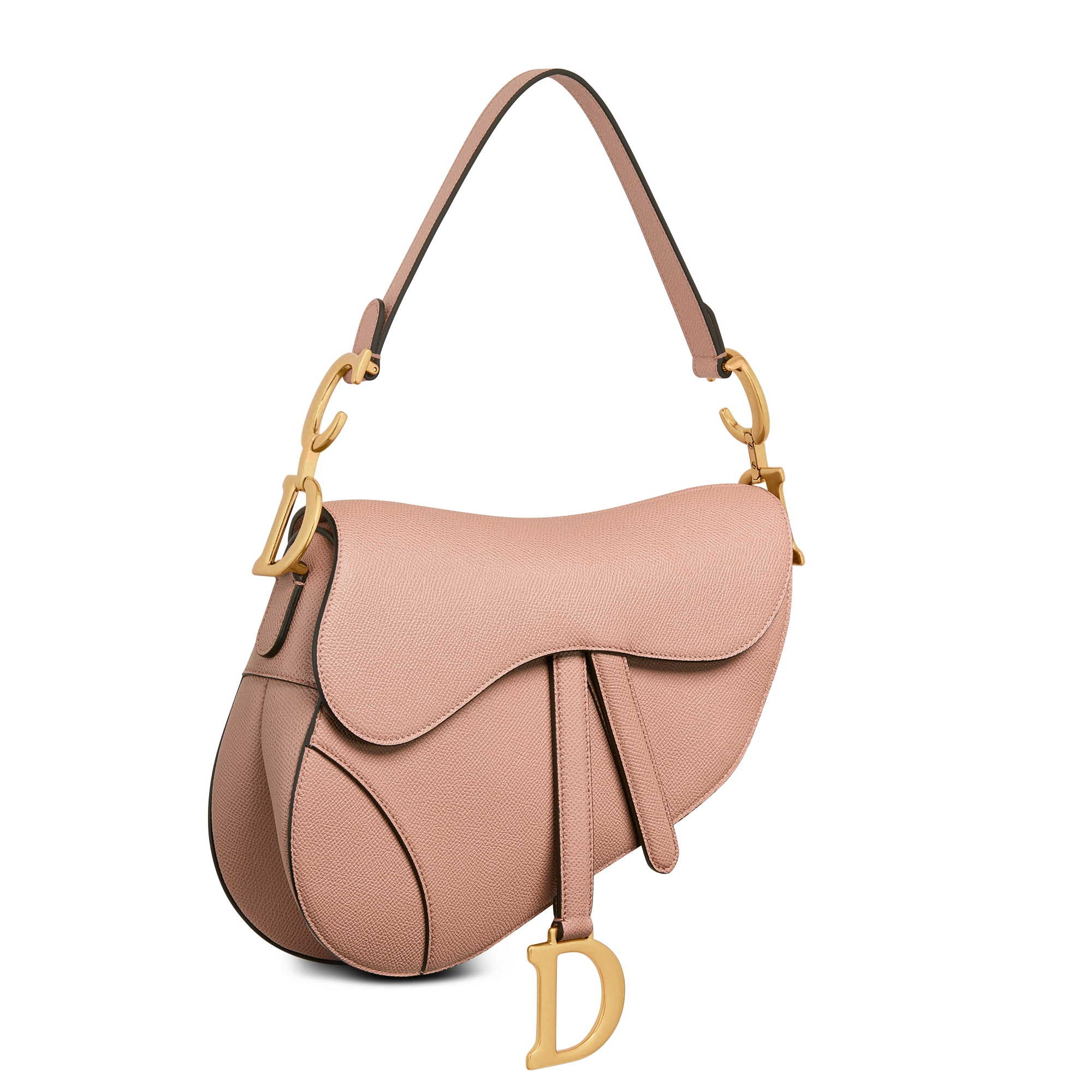 Saddle-tas met schouderband Blush generfd kalfsleer E03