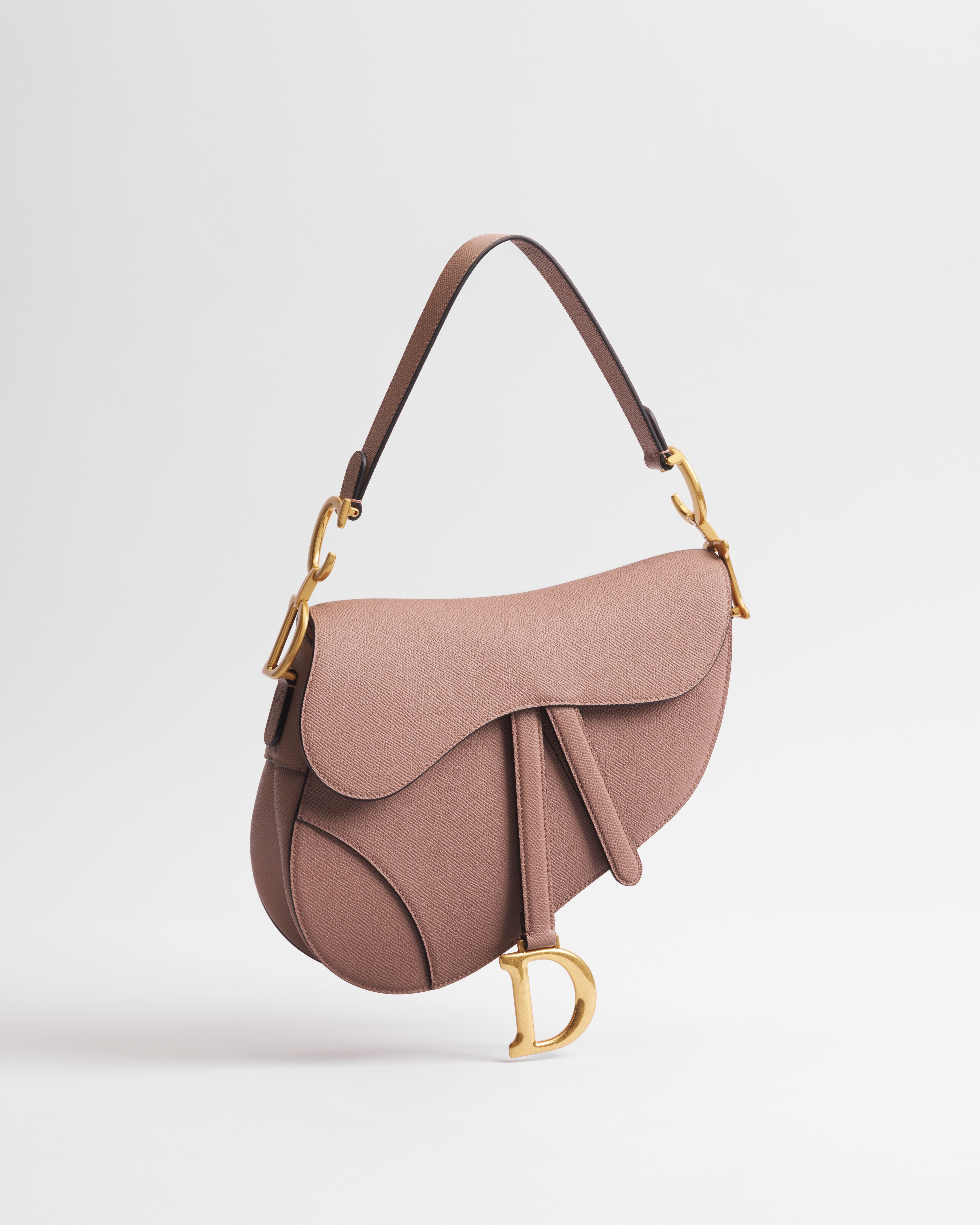Saddle Bag with Strap Blush Grained Calfskin E01