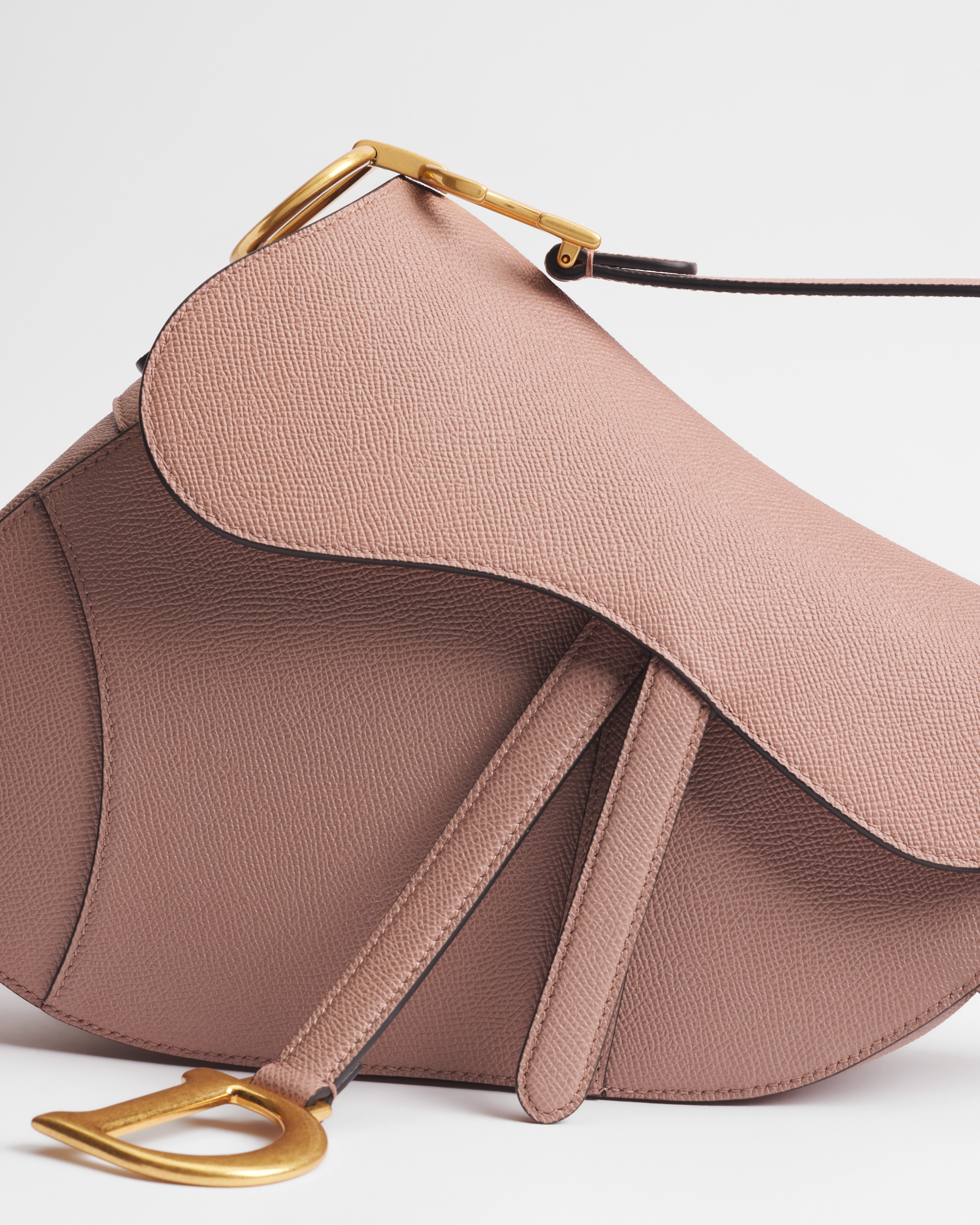 Saddle Bag with Strap Blush Grained Calfskin E09