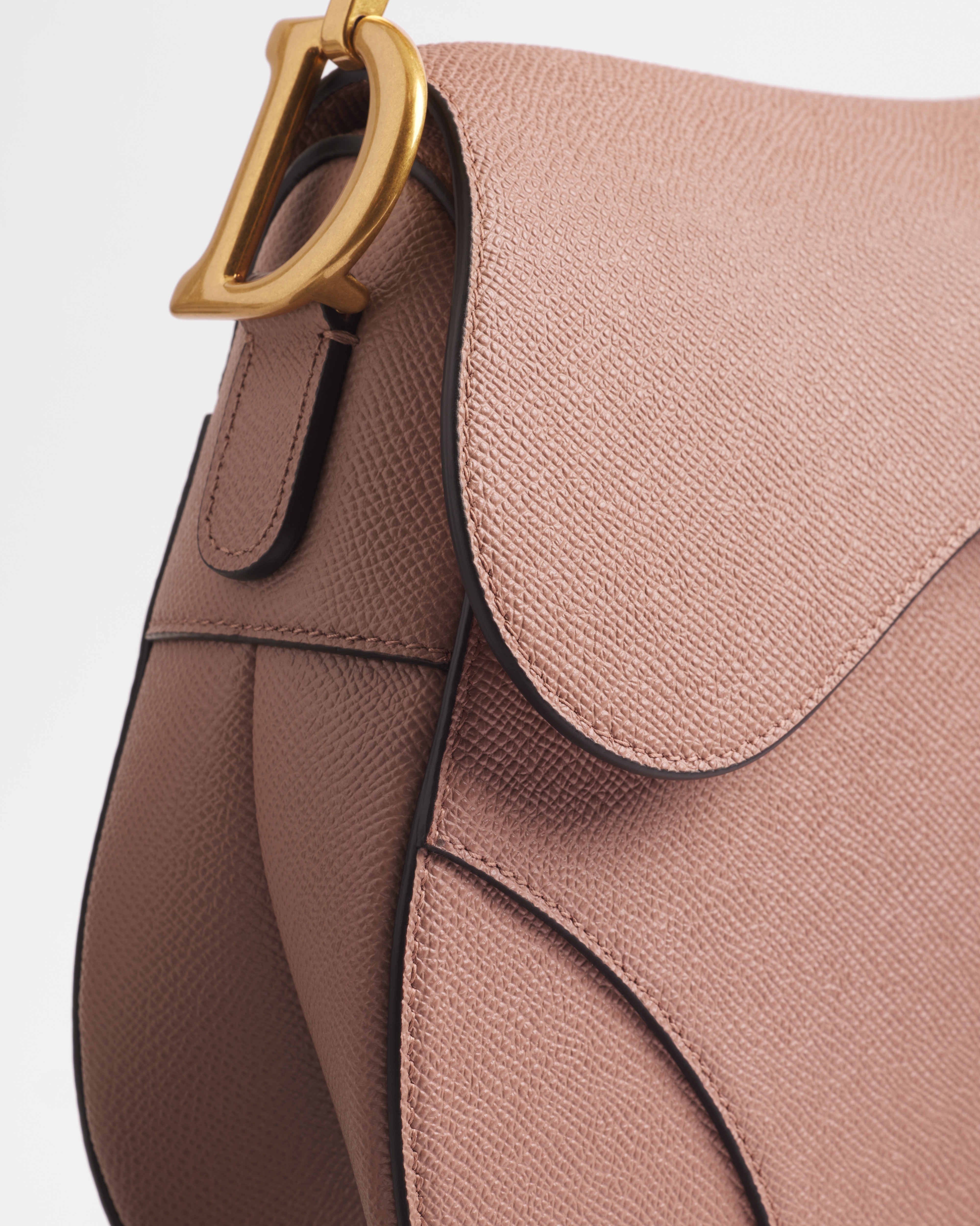 Saddle Bag with Strap Blush Grained Calfskin E10