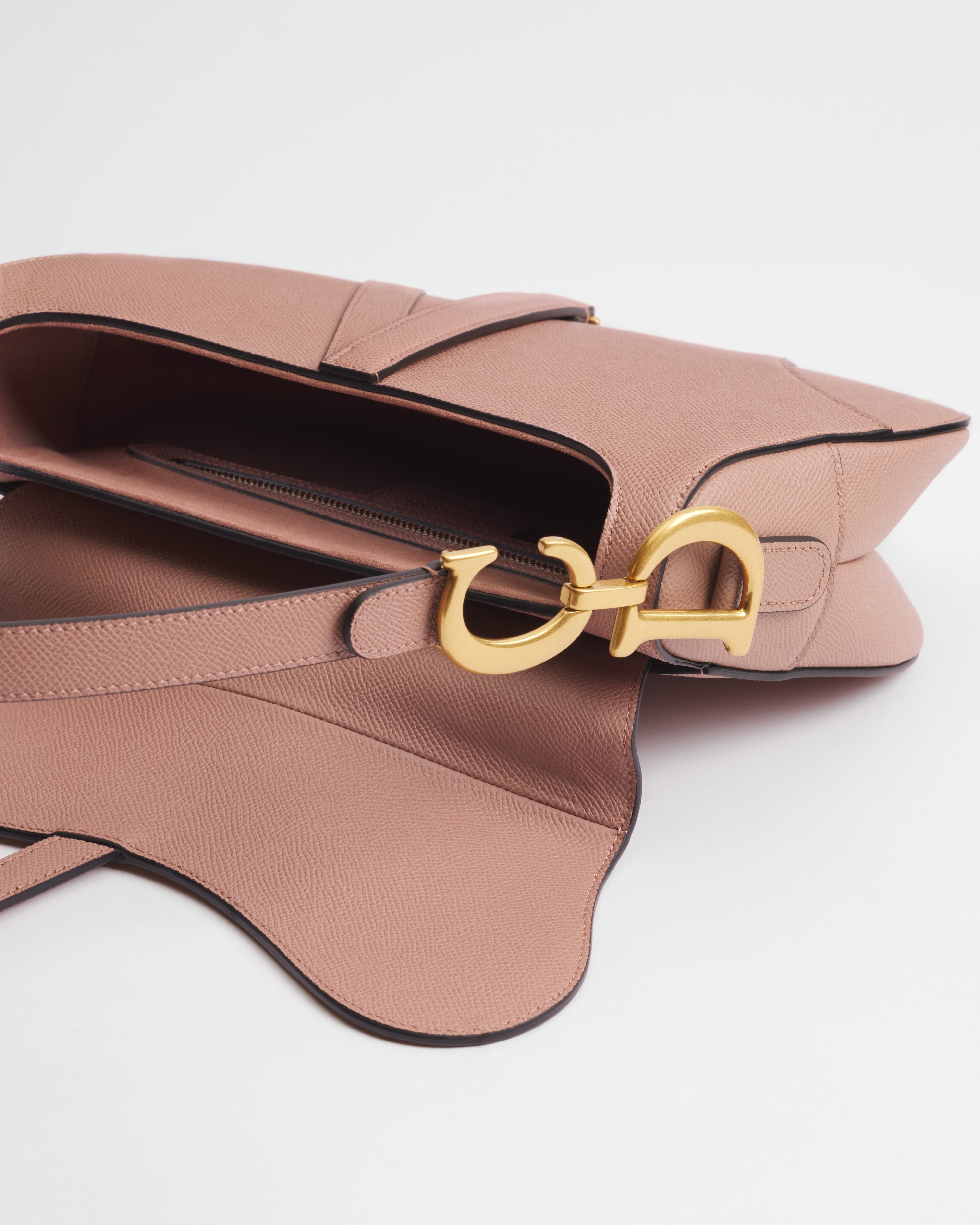 Saddle Bag with Strap Blush Grained Calfskin E12