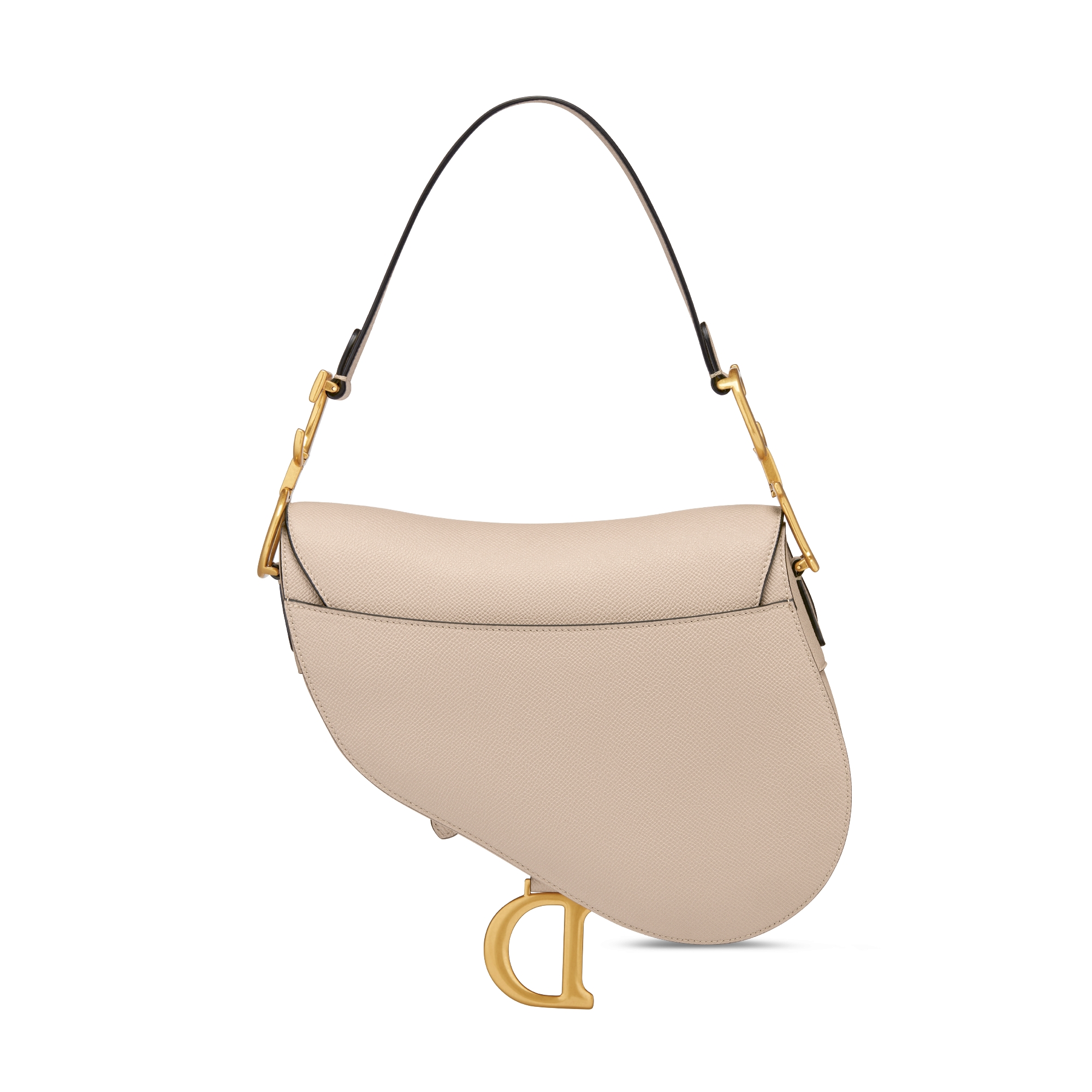 Saddle Bag mit Trageriemen Genarbtes Kalbsleder in Puderbeige E08
