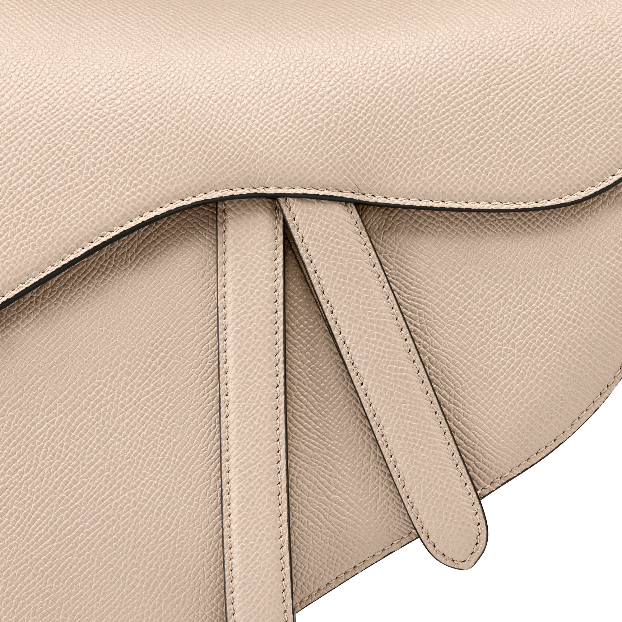 Saddle Bag mit Trageriemen Genarbtes Kalbsleder in Puderbeige E09