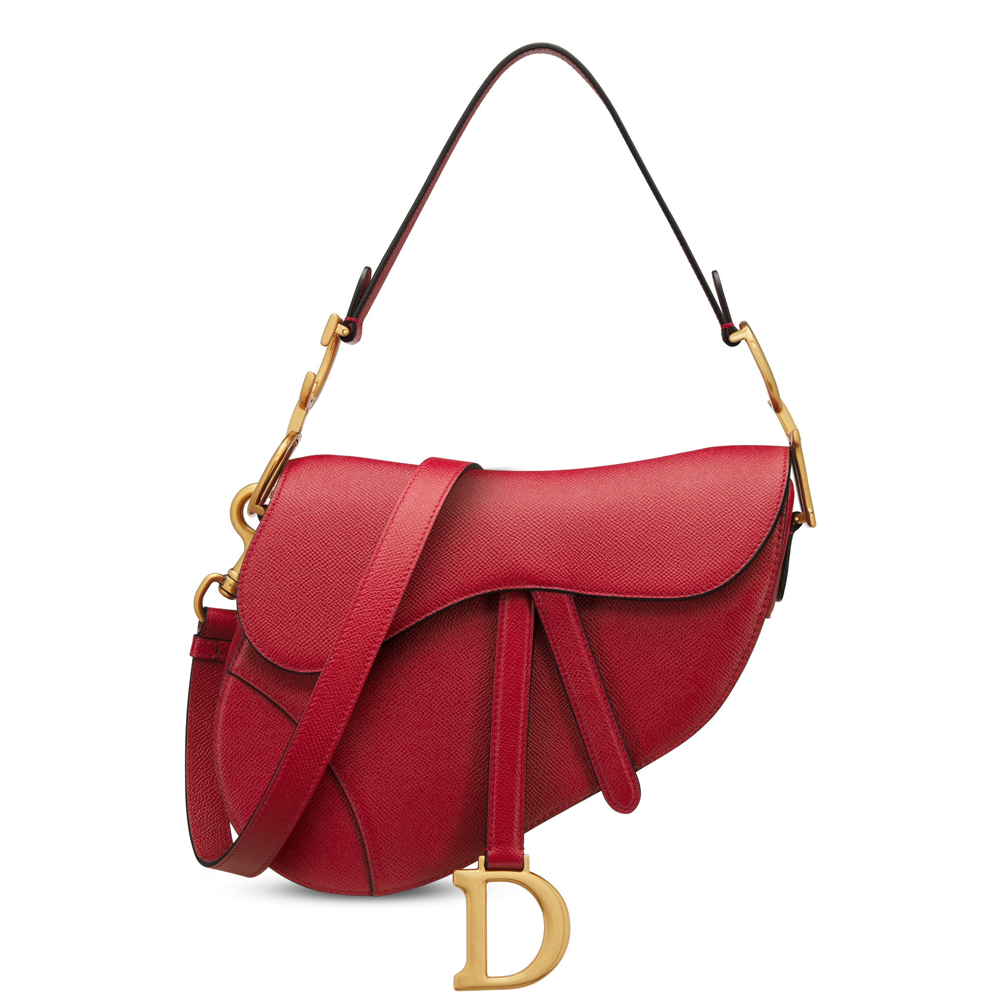 Saddle Bag with Strap Black Grained Calfskin | DIOR