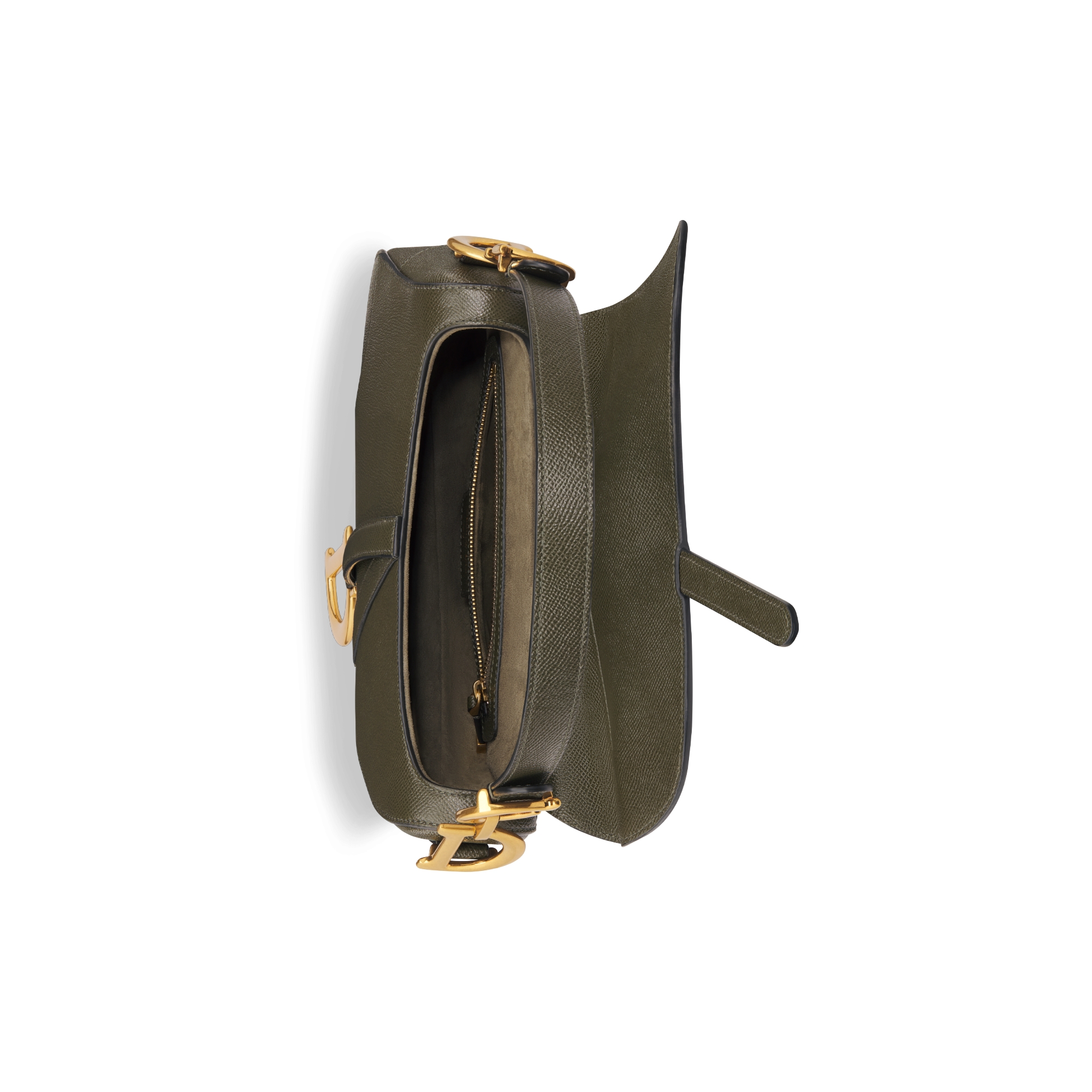 Sac Saddle à bandoulière Cuir de veau grainé kaki E06