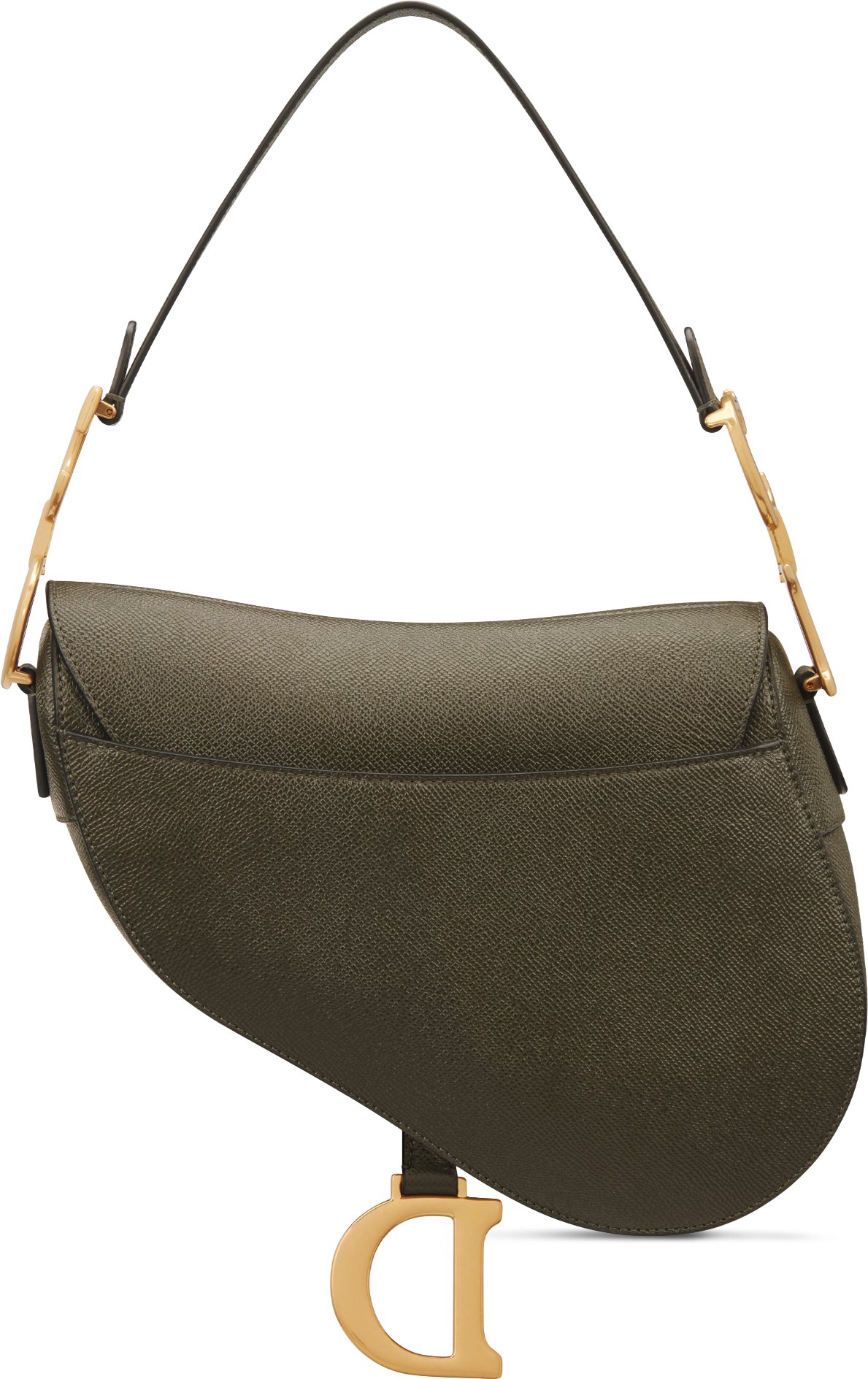 Saddle Bag with Strap Khaki Grained Calfskin DIOR