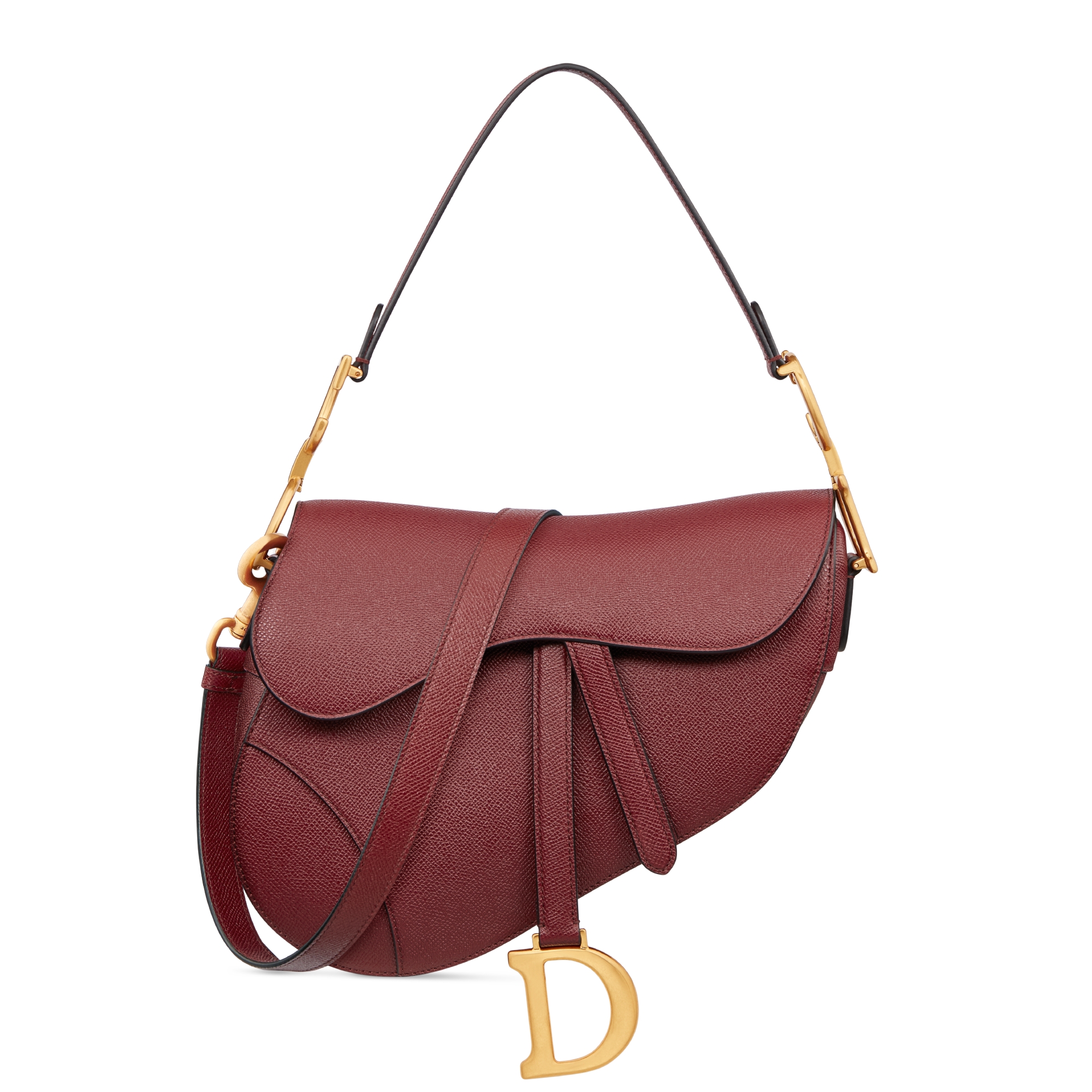 Saddle Bag with Strap Black Grained Calfskin | DIOR