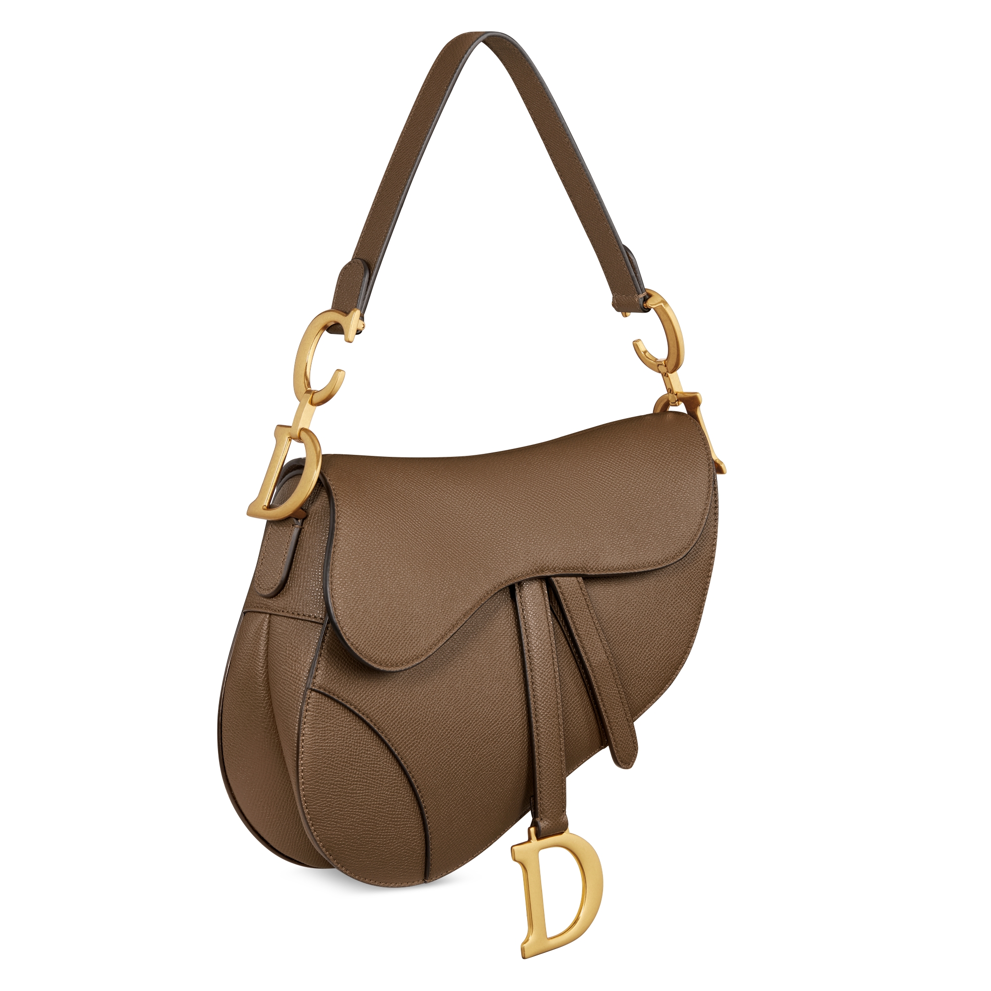 Saddle Bag mit Trageriemen Genarbtes Kalbsleder in Tabakbraun E03