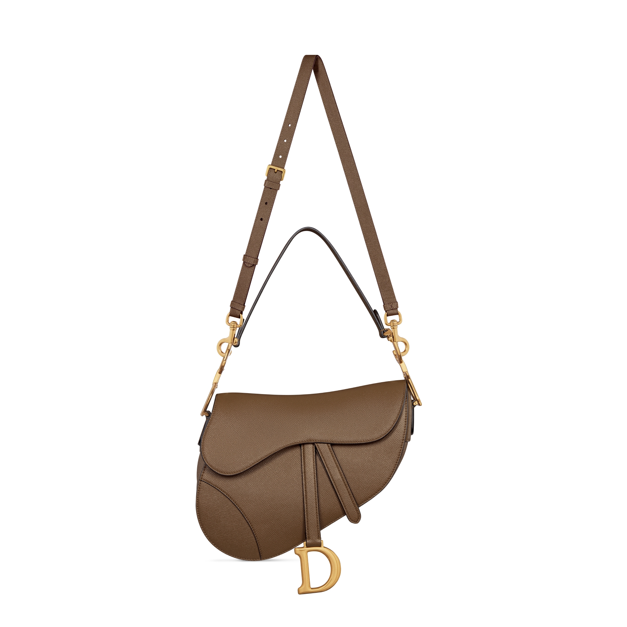 Saddle Bag mit Trageriemen Genarbtes Kalbsleder in Tabakbraun E07